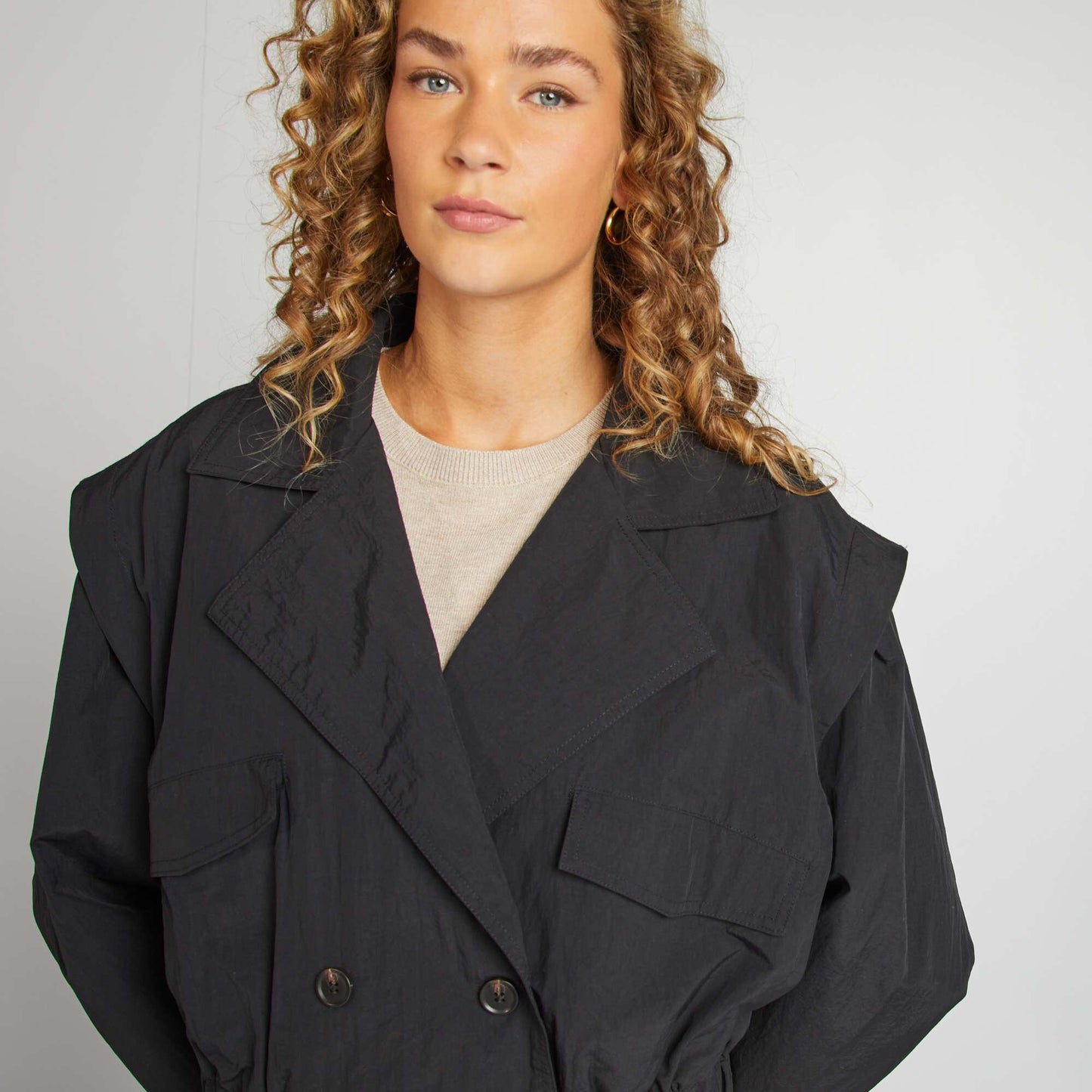 Trench court - coupe cropped NOIR