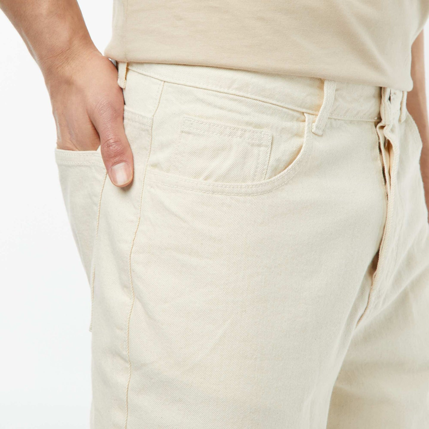 Pantalon denim coupe relaxed BLANC