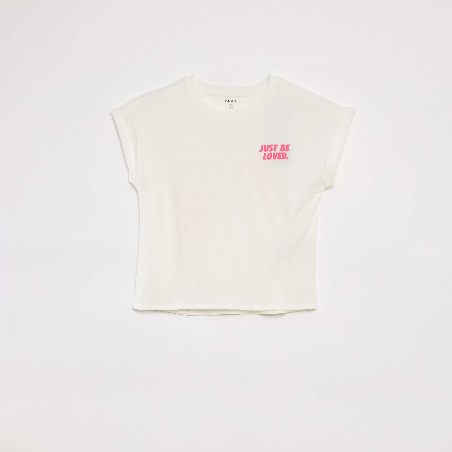 T-shirt à manches courtes et col rond avec animation BLANC
