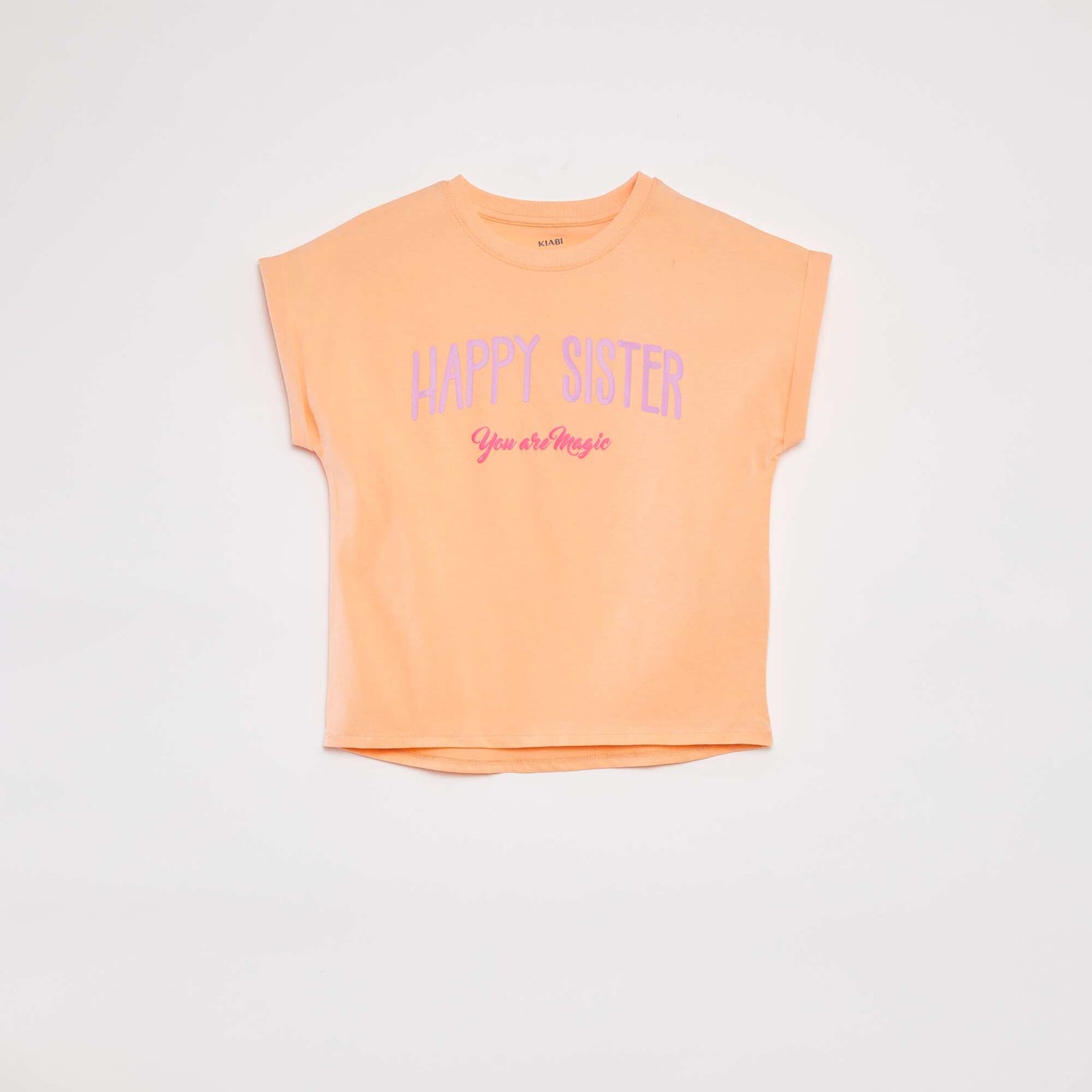T-shirt à manches courtes et col rond avec animation BLANC