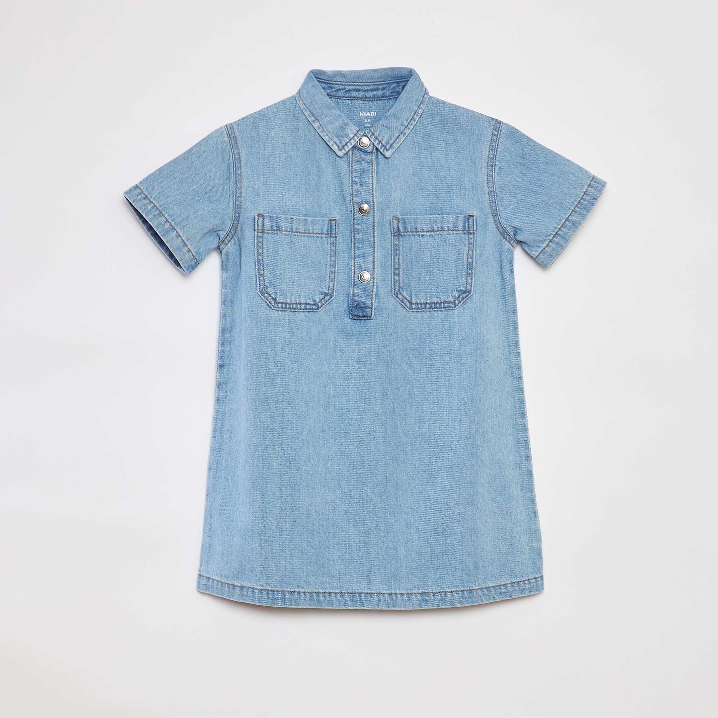 Robe courte en denim avec col chemisier BLEU
