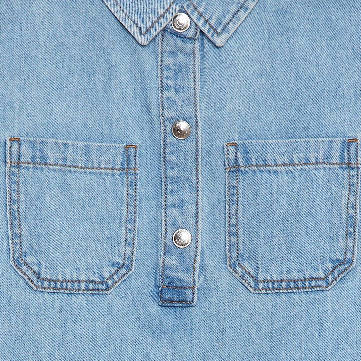 Robe courte en denim avec col chemisier BLEU