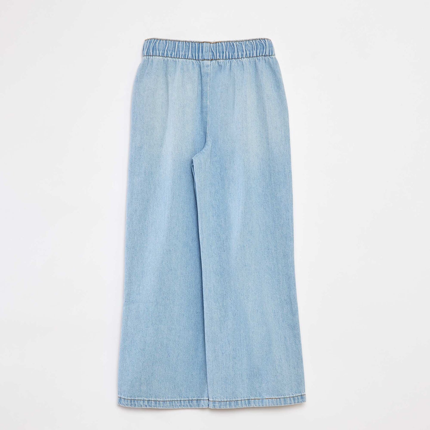 Pantalon large style denim avec taille élastiquée BLEU