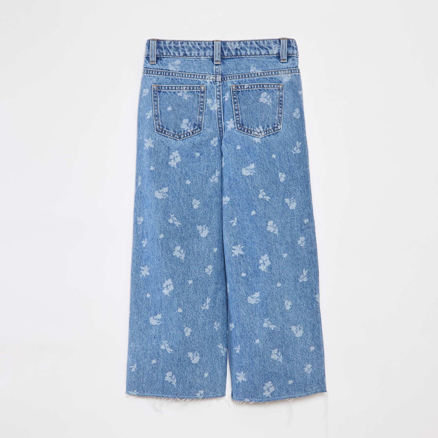 Jean mom avec motif floral BLEU