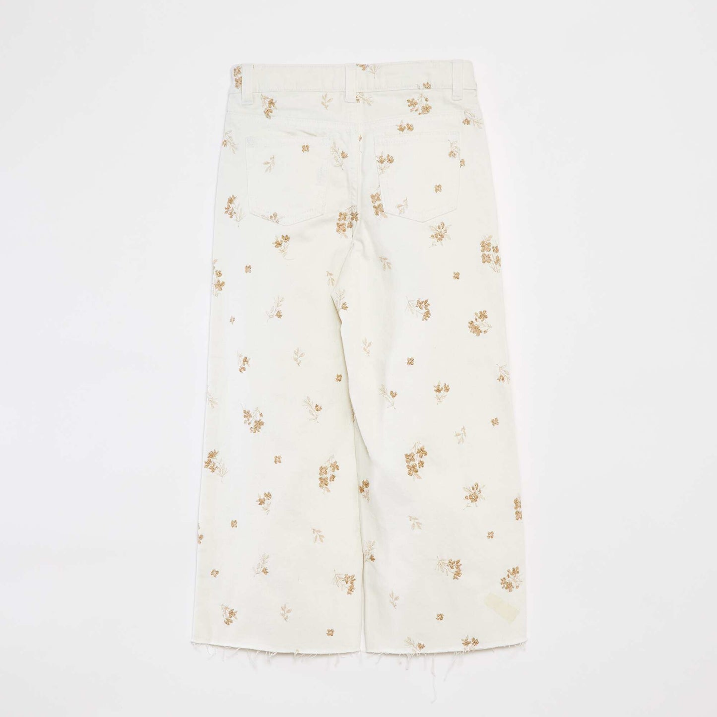 Jean mom avec motif floral BLANC
