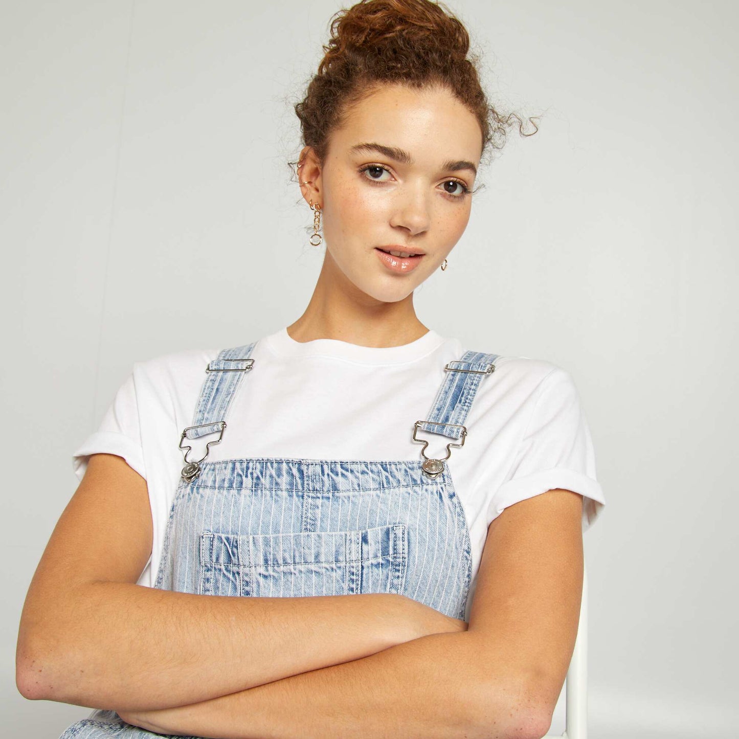 Salopette denim bretelles ajustables BLEU