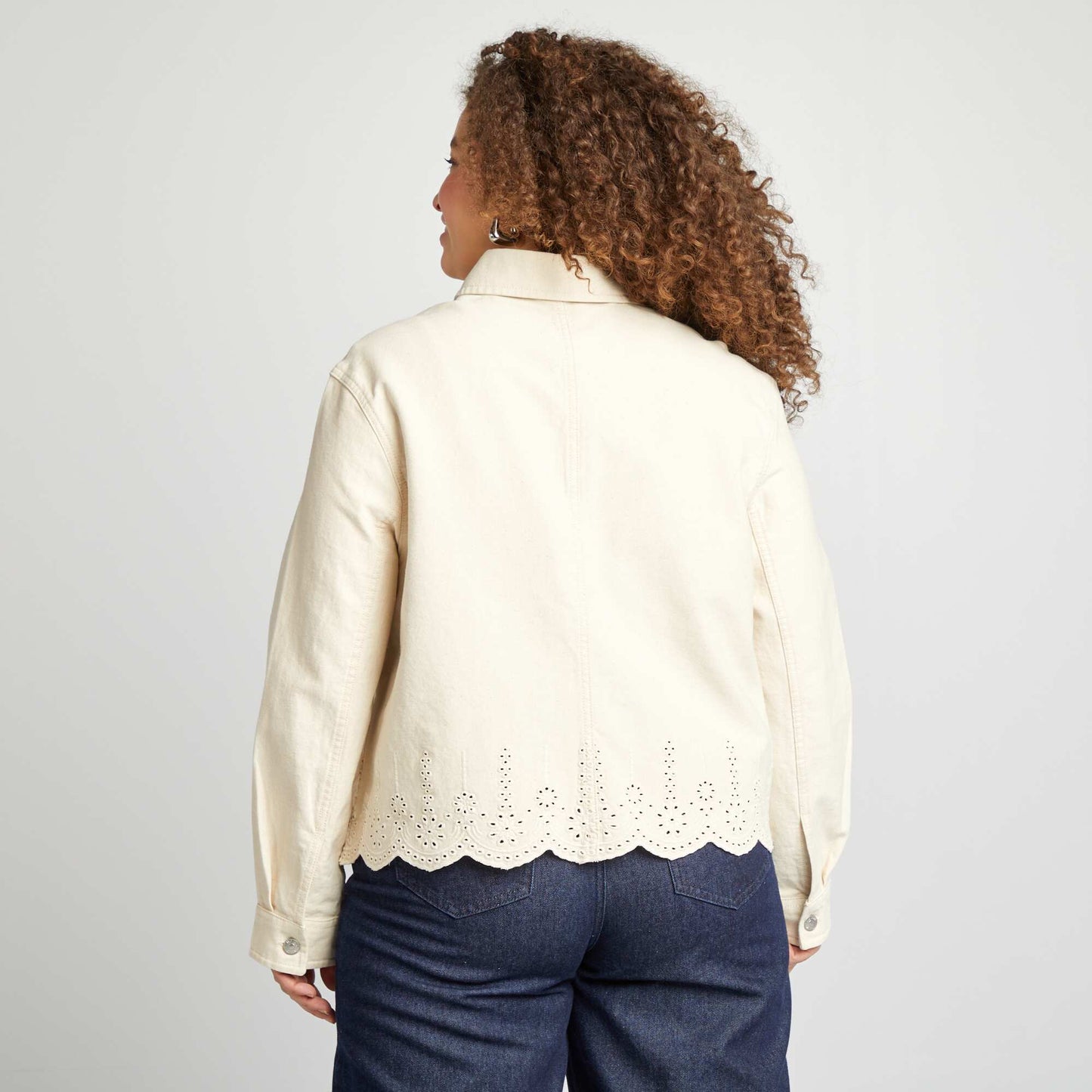 Veste en jean avec broderies BEIGE