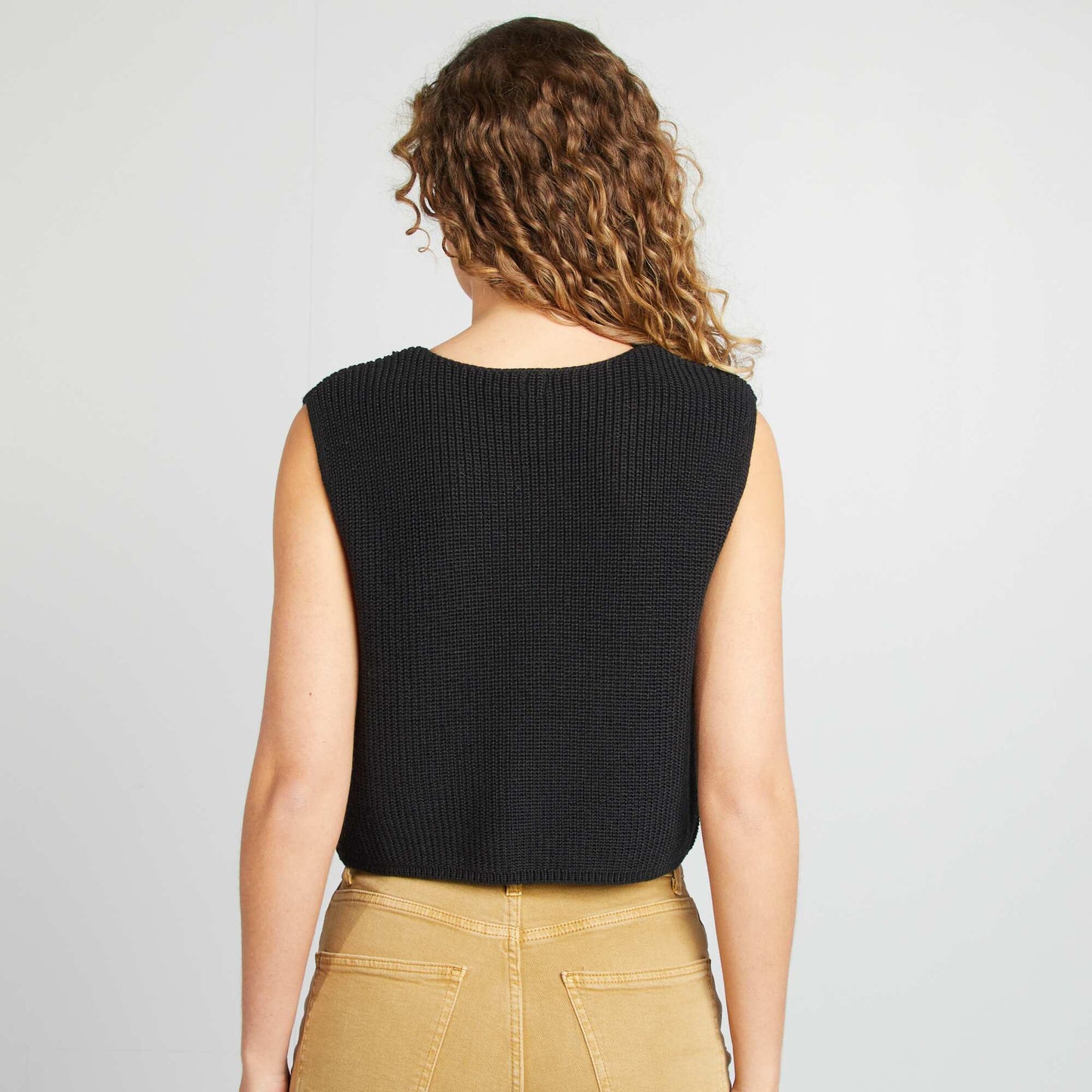 Gilet sans manches avec liens à nouer NOIR