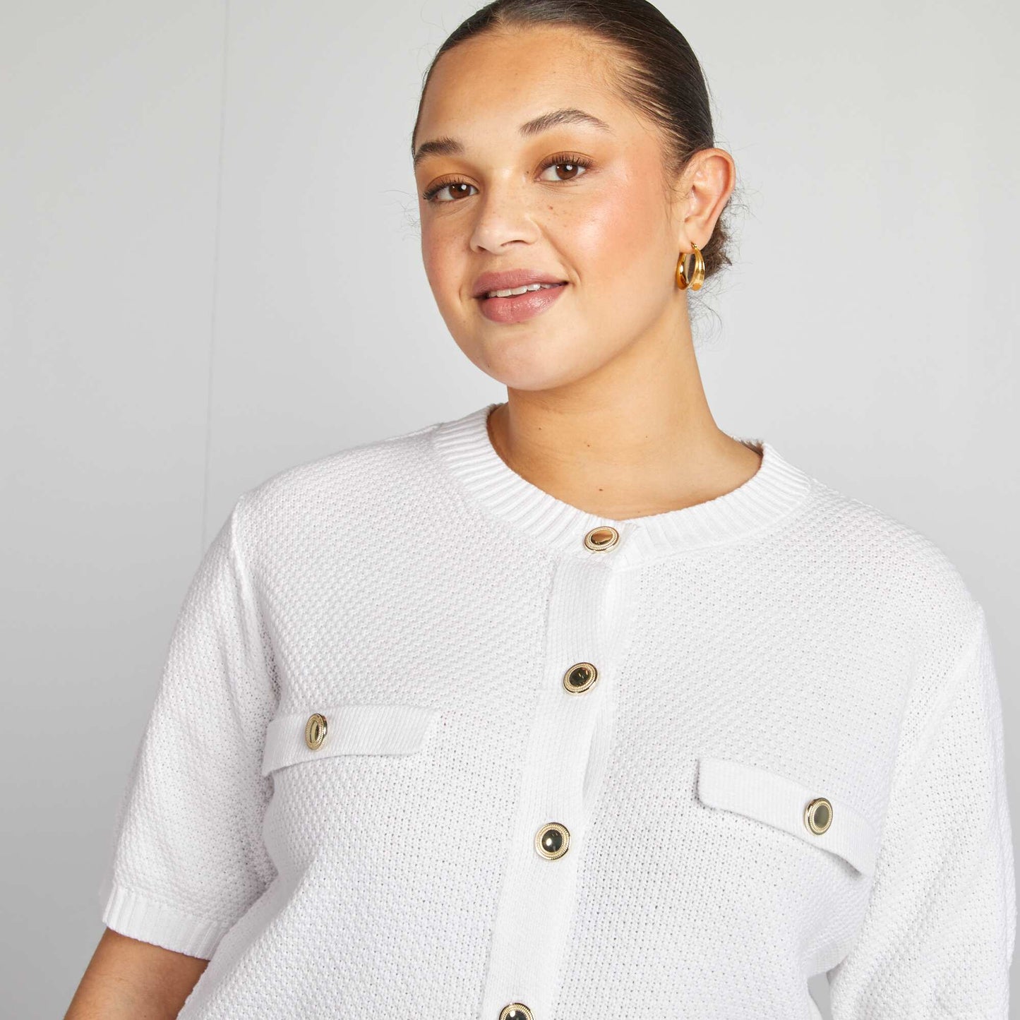 Gilet avec boutons argentés BLANC