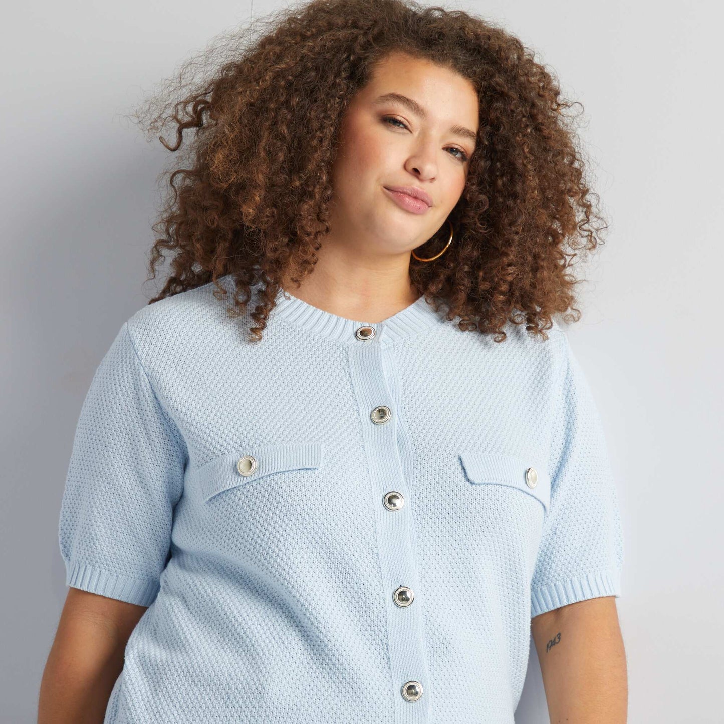 Gilet avec boutons argentés BLEU