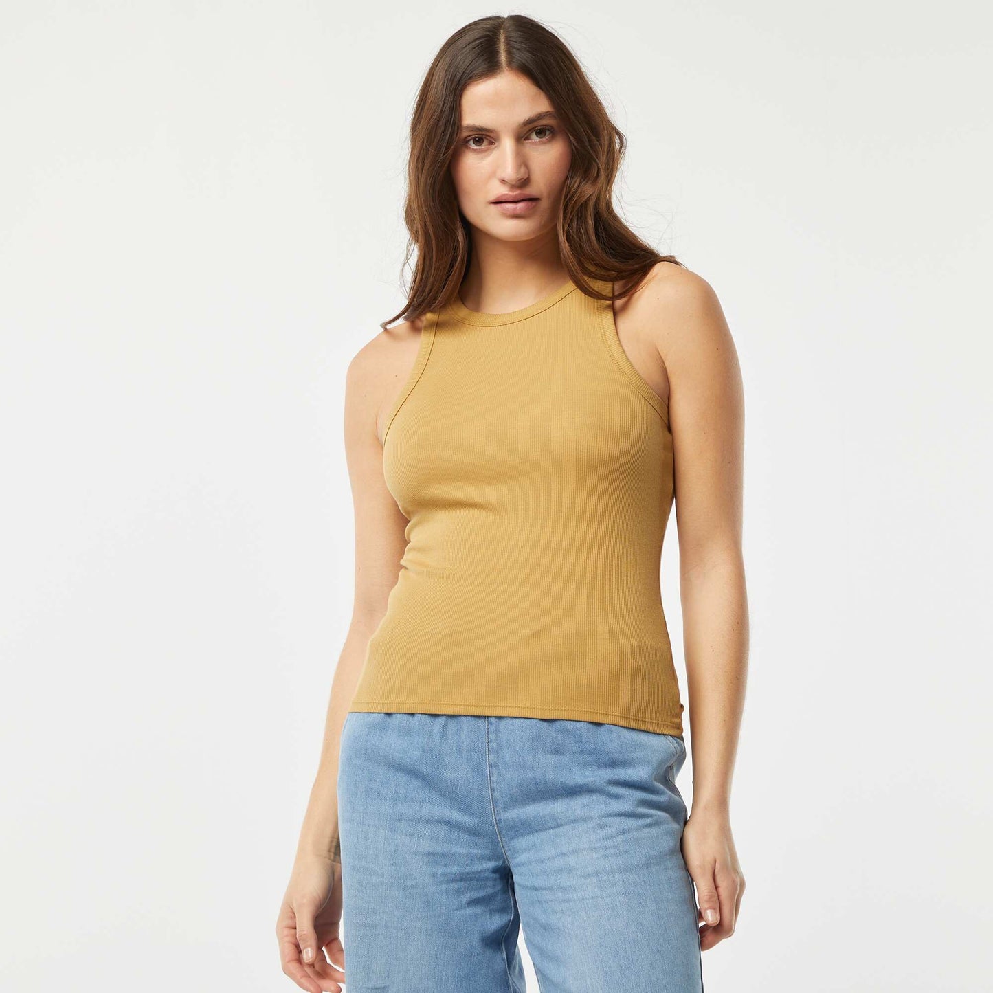 Pantalon denim élastiqué BLEU