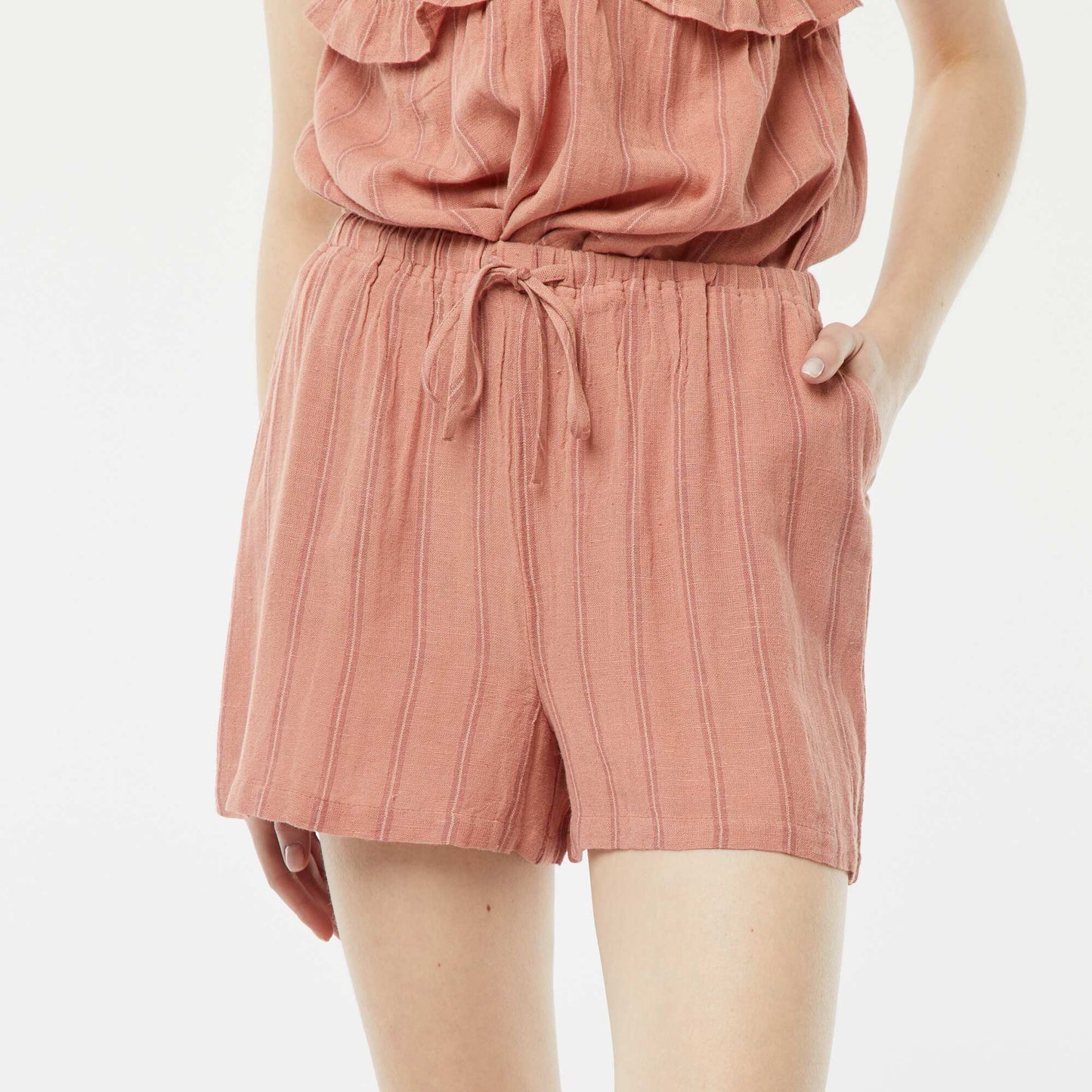 Short en lin mélangé avec 2 poches ROSE