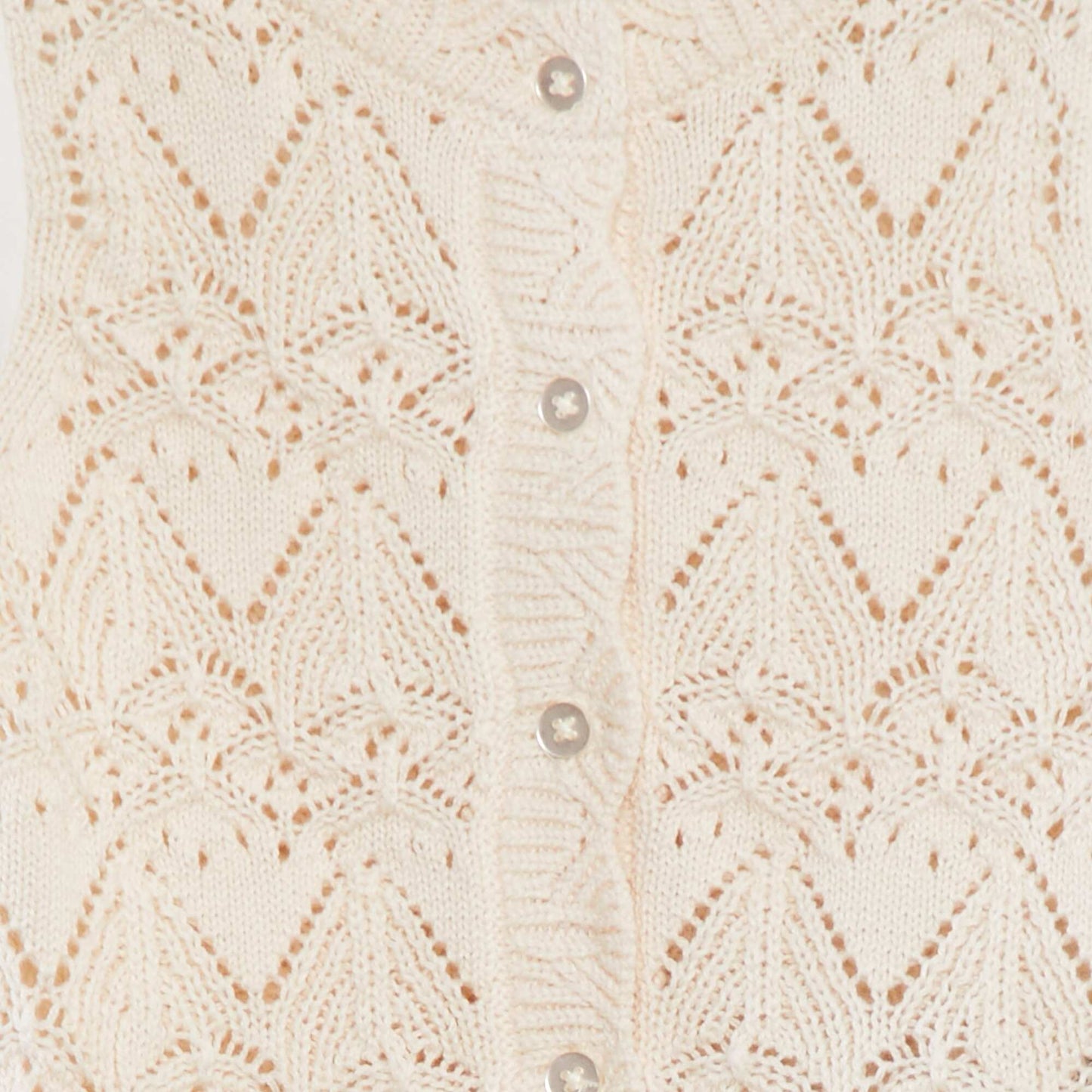 Gilet en tricot boutonné avec manches en gaze de coton BEIGE