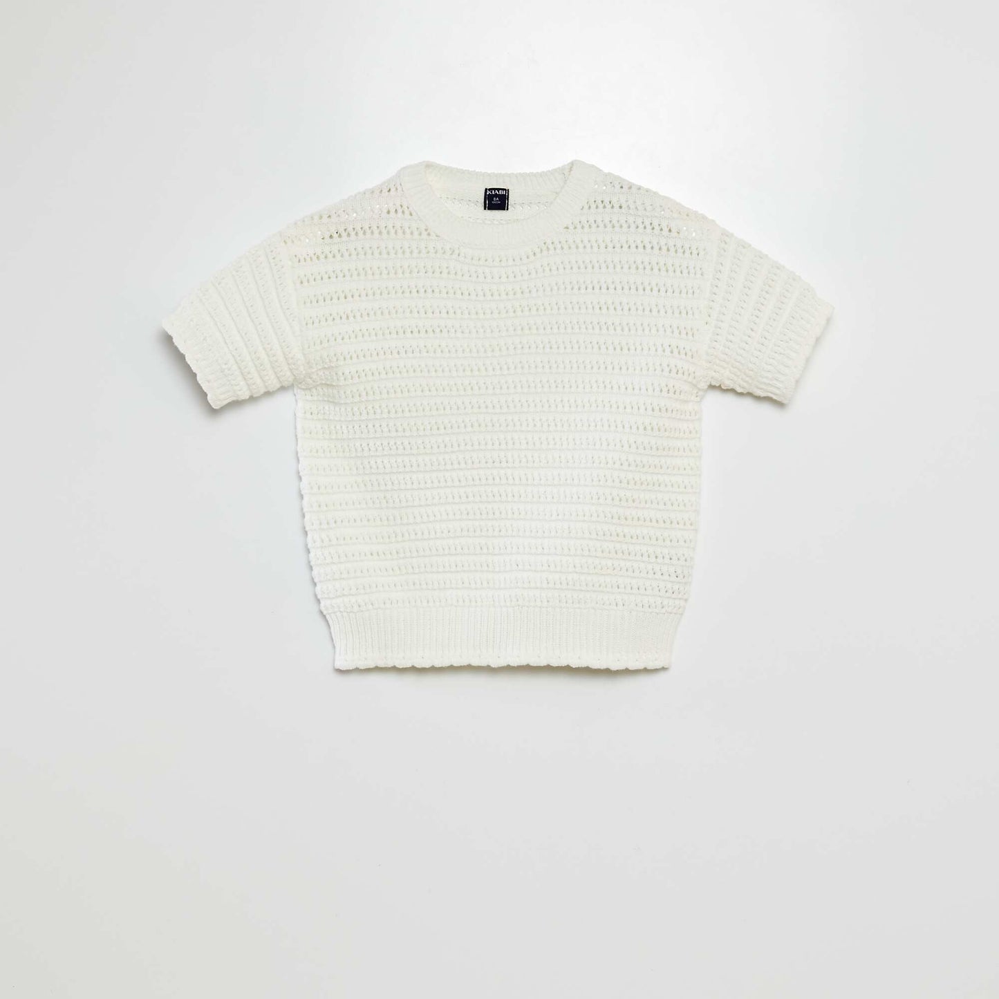 Pull en crochet manches courtes BLANC