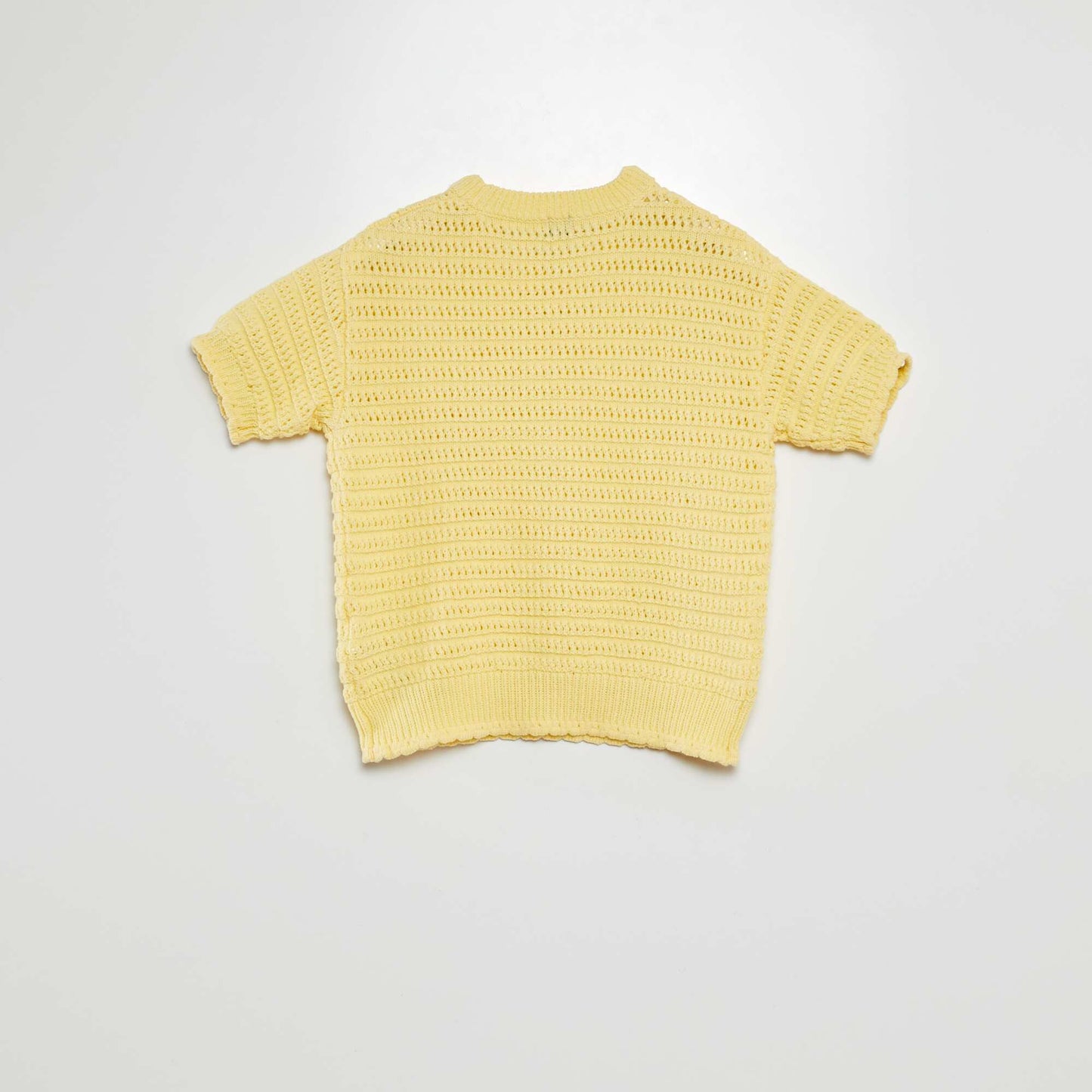 Pull en crochet manches courtes JAUNE