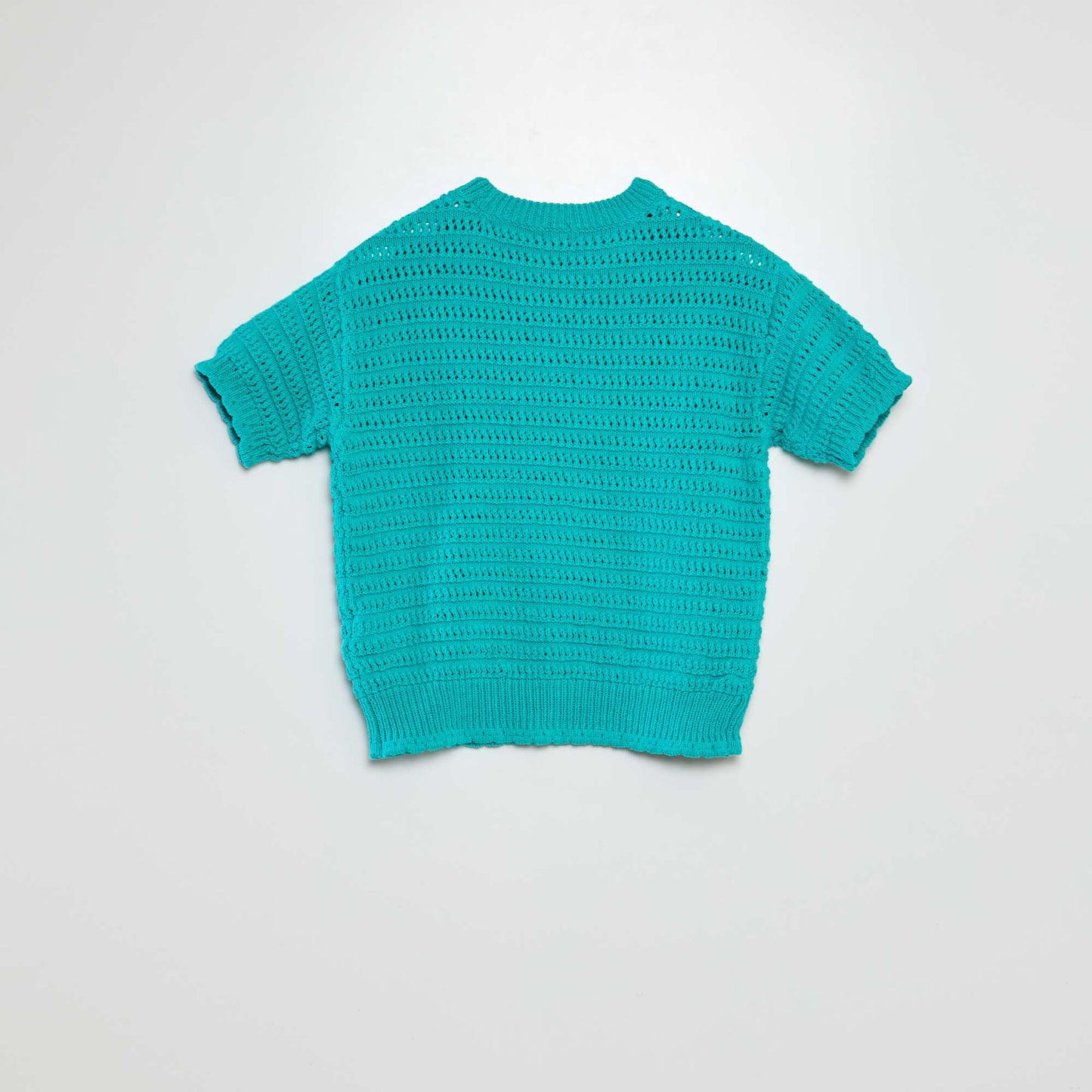 Pull en crochet manches courtes VERT