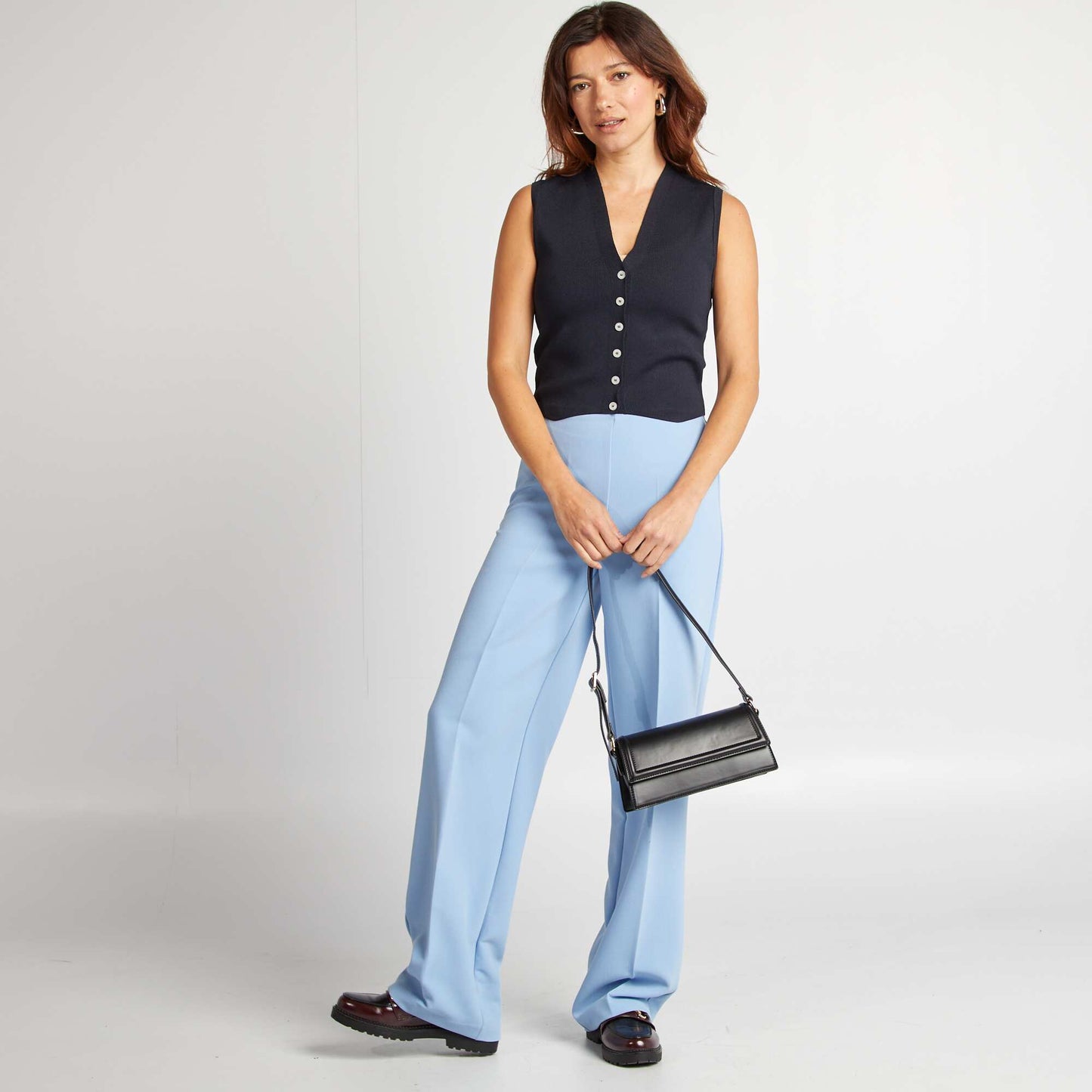 Pantalon à pinces coupe droite BLEU