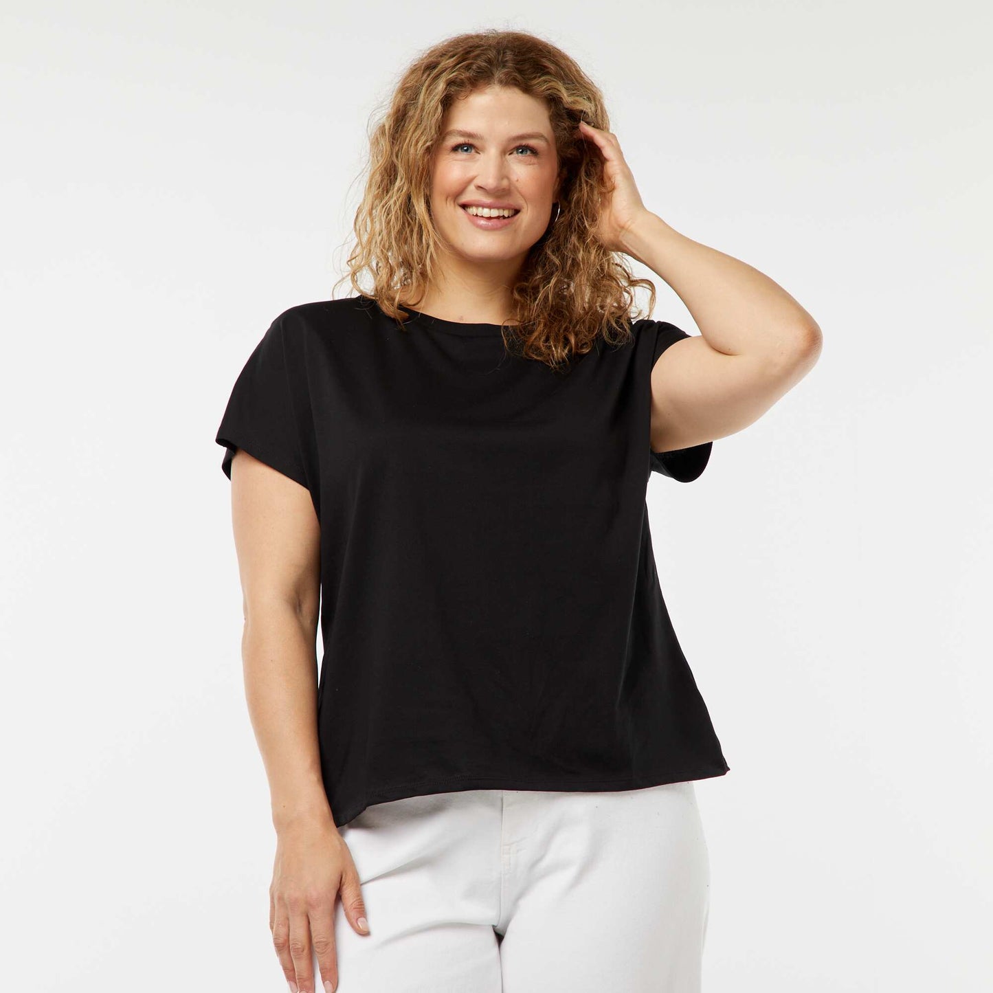 T-shirt à manches courtes avec dos ouvert NOIR