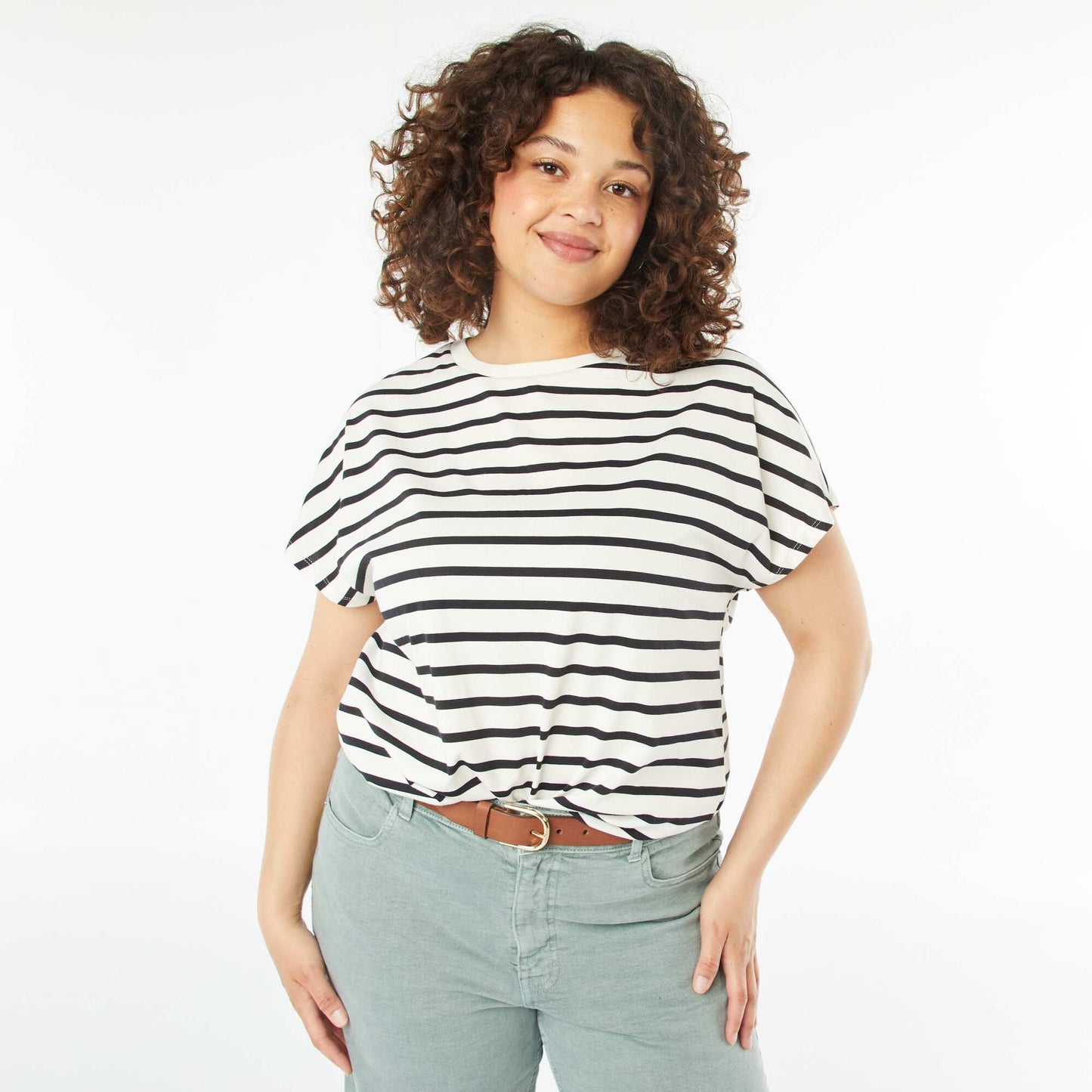 T-shirt à manches courtes avec dos ouvert BLEU