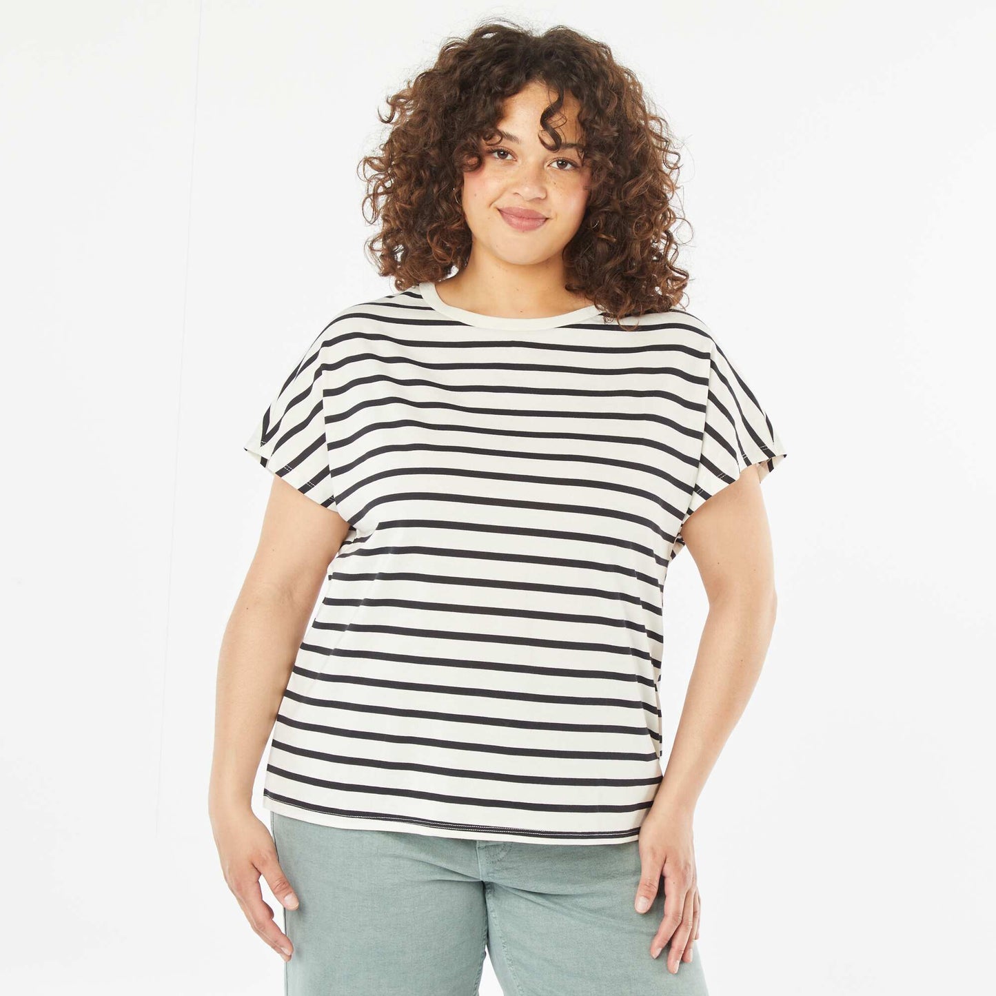 T-shirt à manches courtes avec dos ouvert BLEU