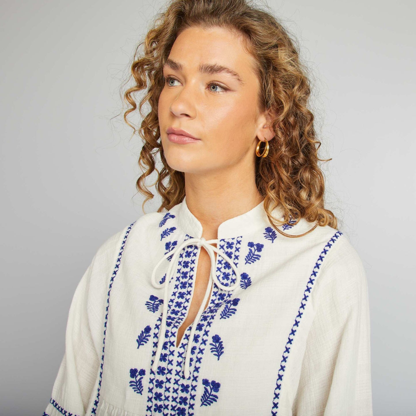 Blouse en gaze de coton BLANC