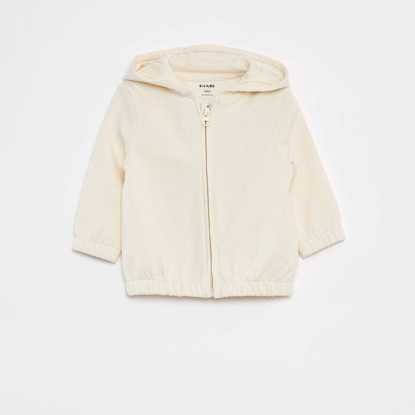 Sweat zippé uni à capuche BLANC