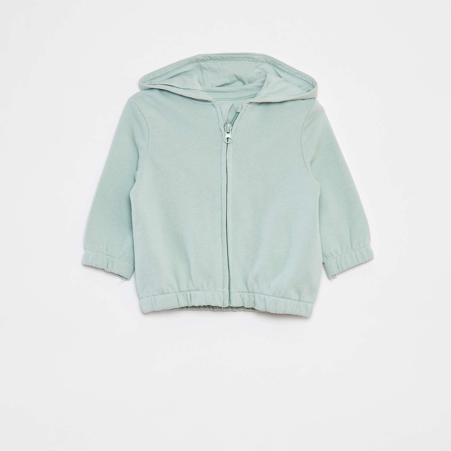 Sweat zippé uni à capuche BLEU