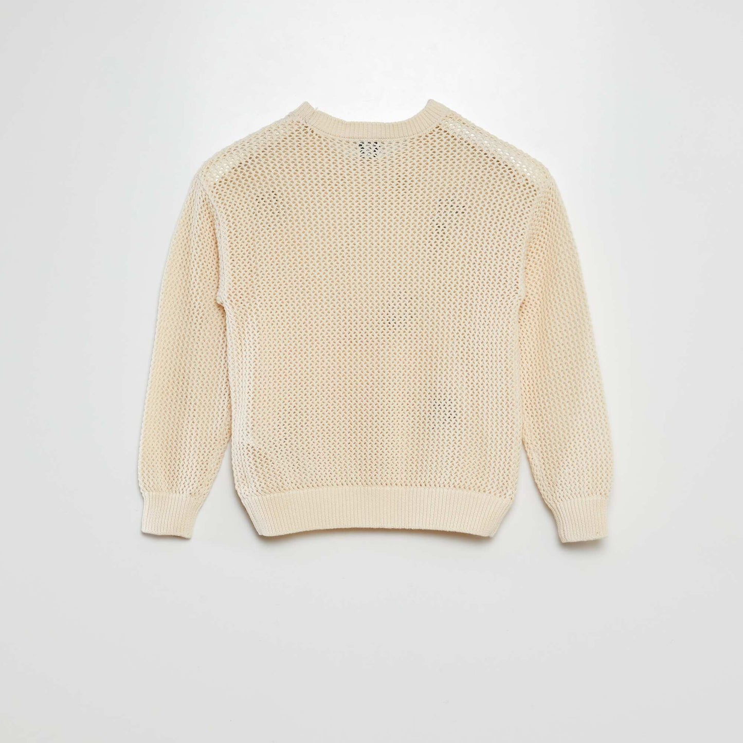 Pull en crochet 'Fleurs' BLANC