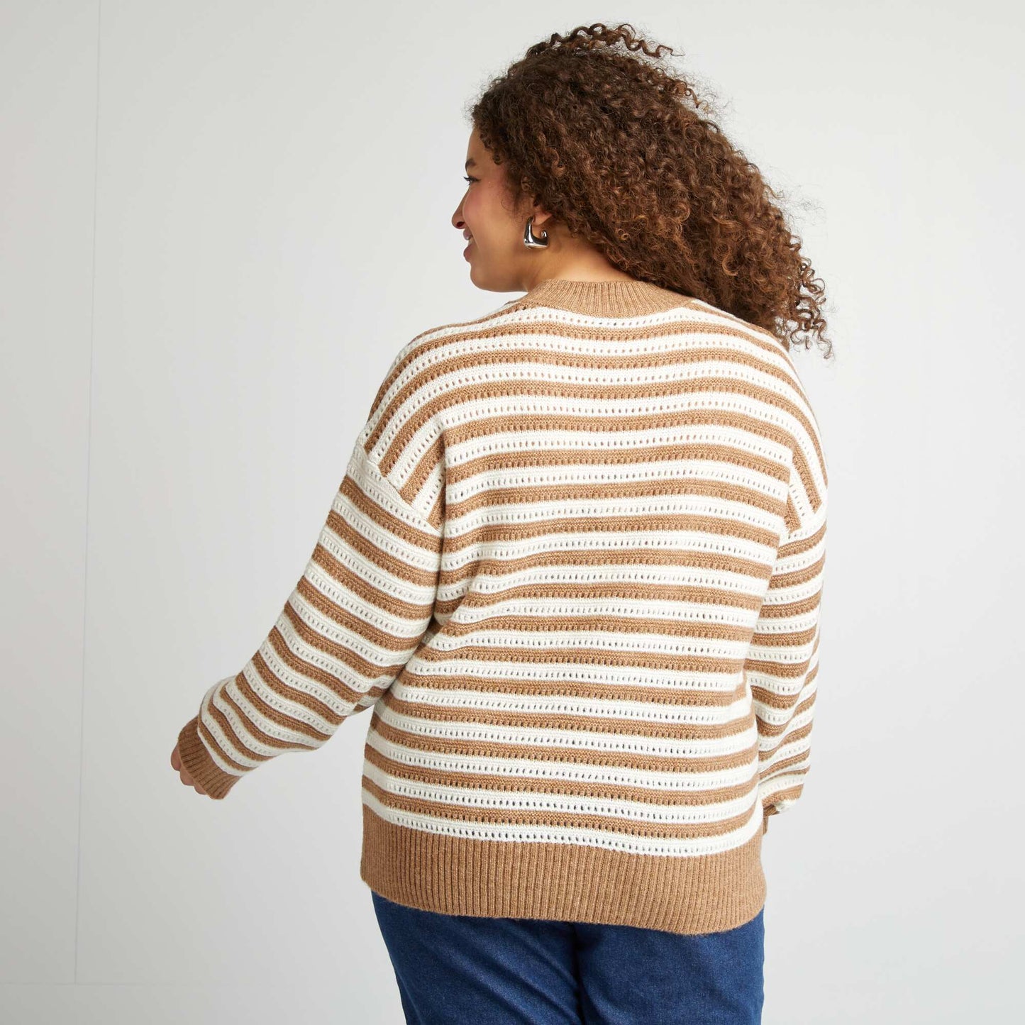 Pull à rayures MARRON