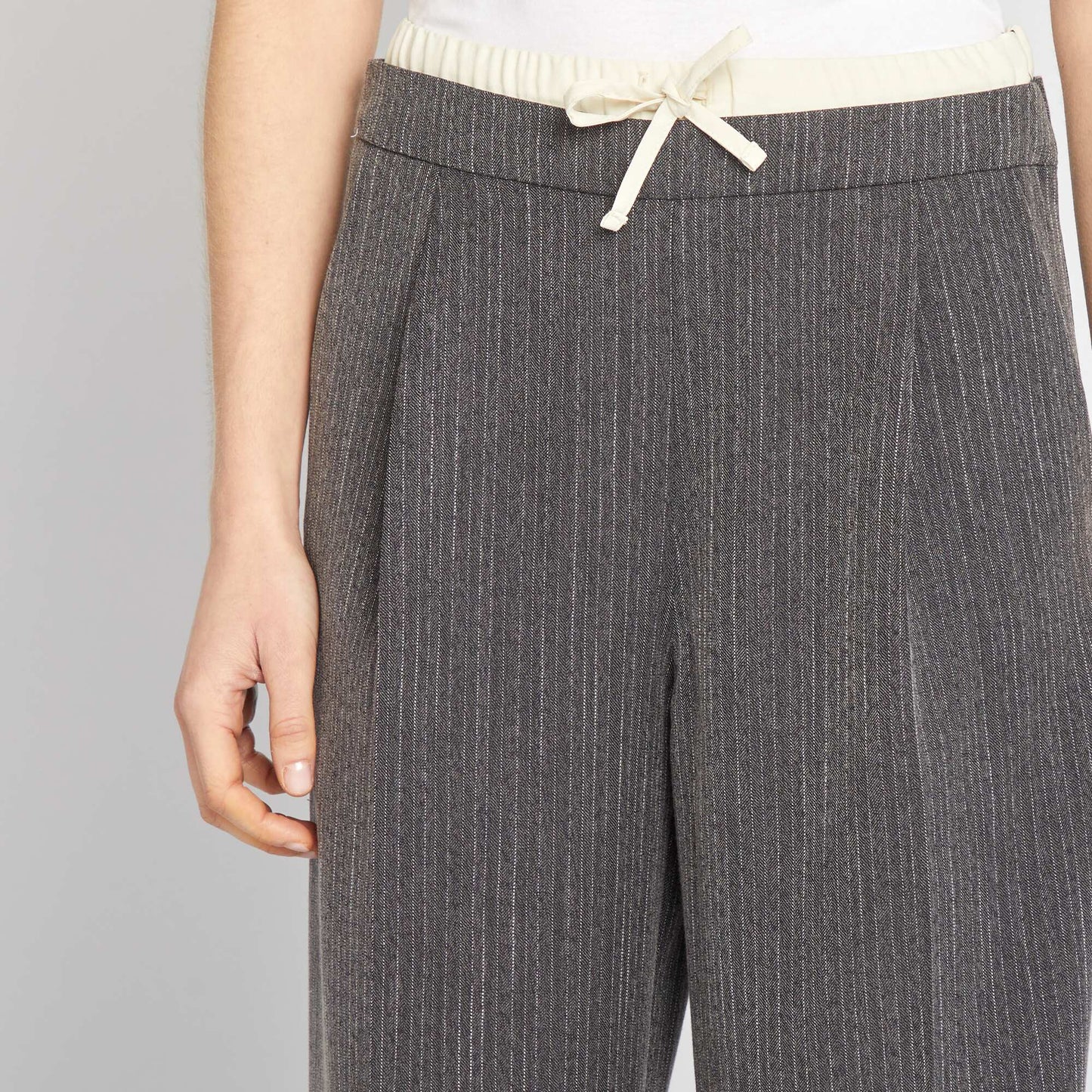 Pantalon large rayé effet 2 en 1 Gris