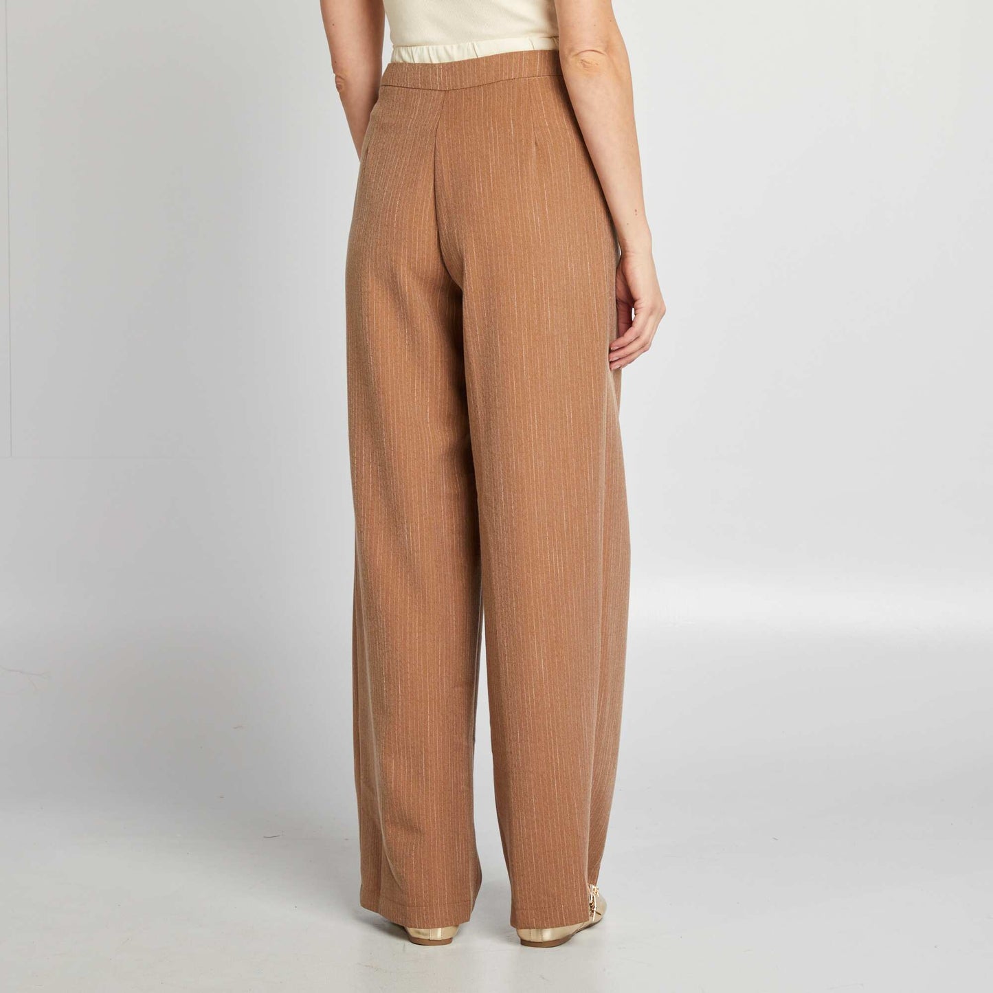 Pantalon large rayé effet 2 en 1 MARRON