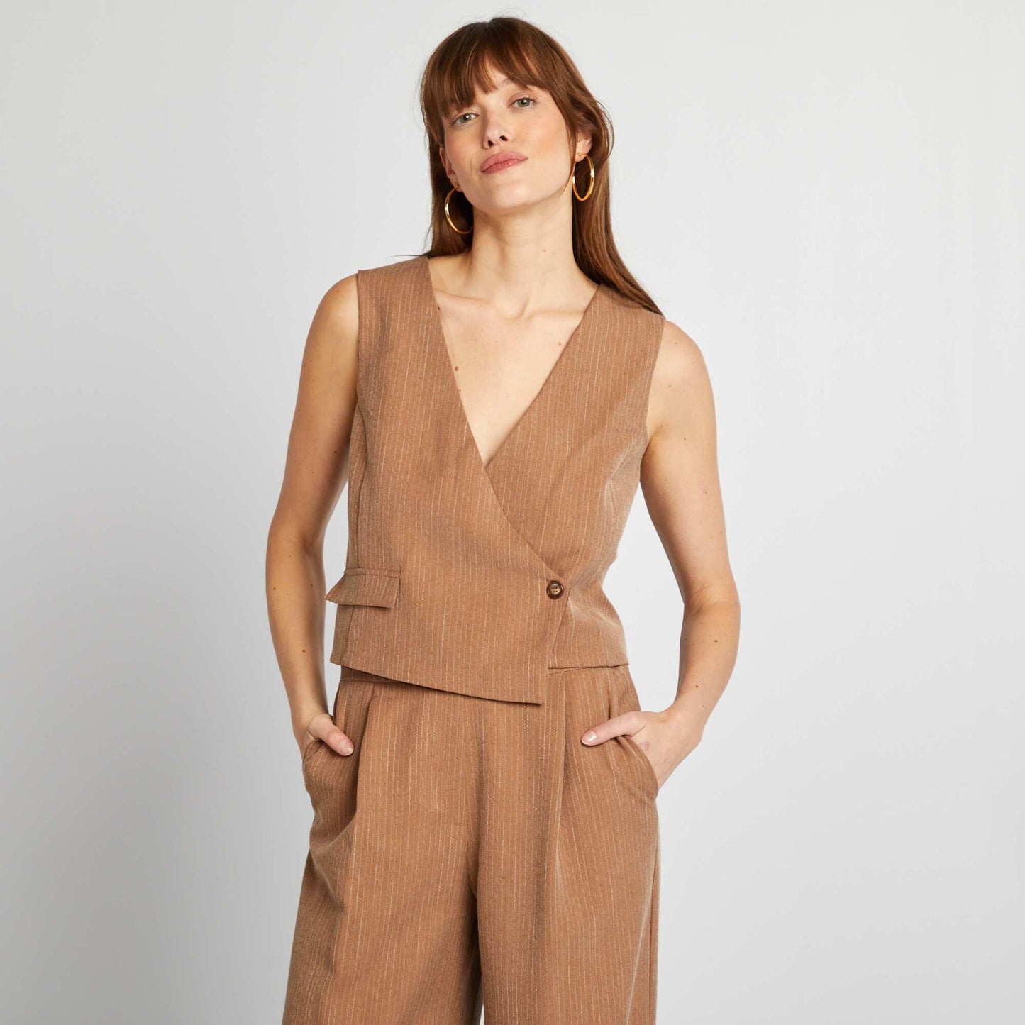 Gilet de costume asymétrique MARRON