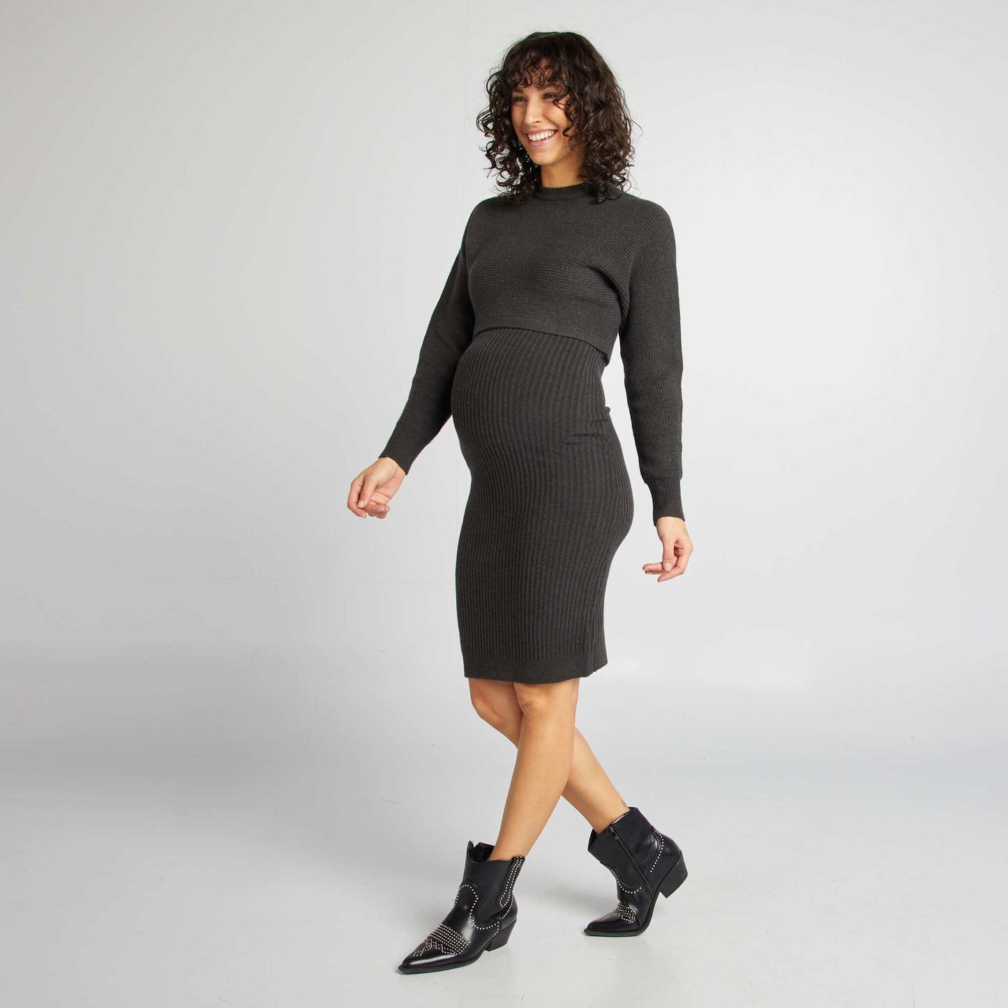 Robe de grossesse côtelée NOIR
