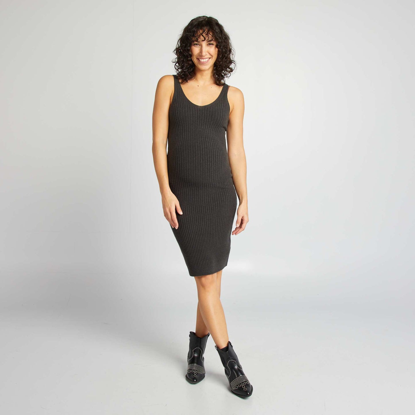 Robe de grossesse côtelée NOIR