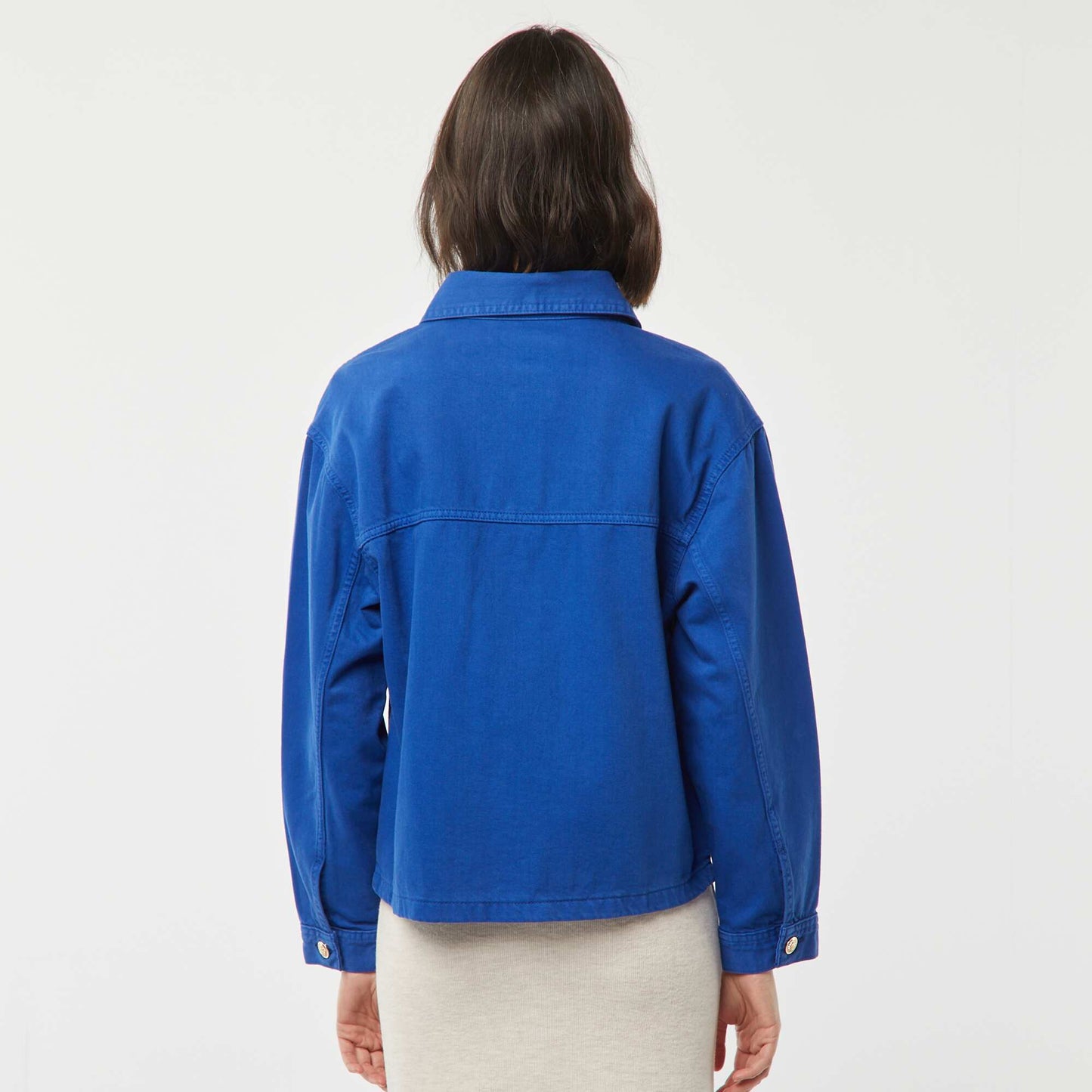 Veste en jean avec boutons dorés BLEU