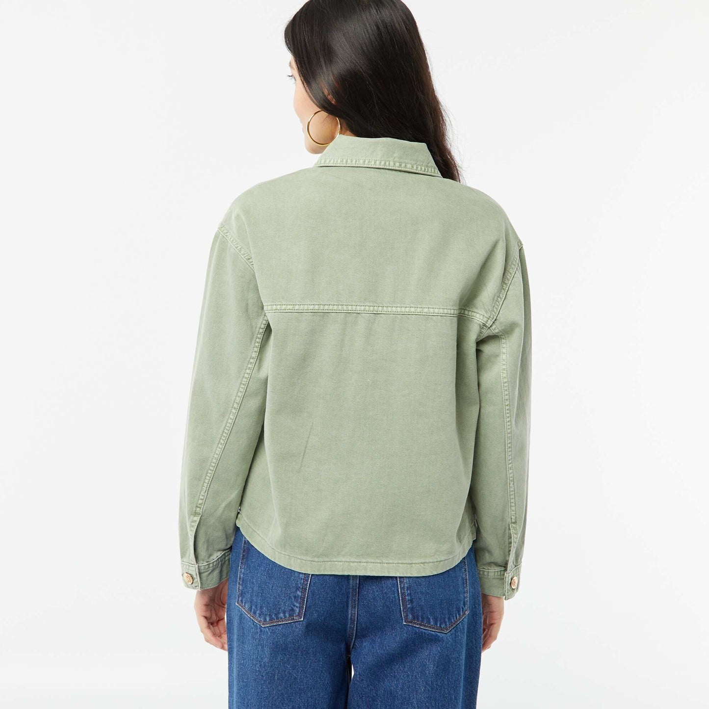 Veste en jean avec boutons dorés VERT