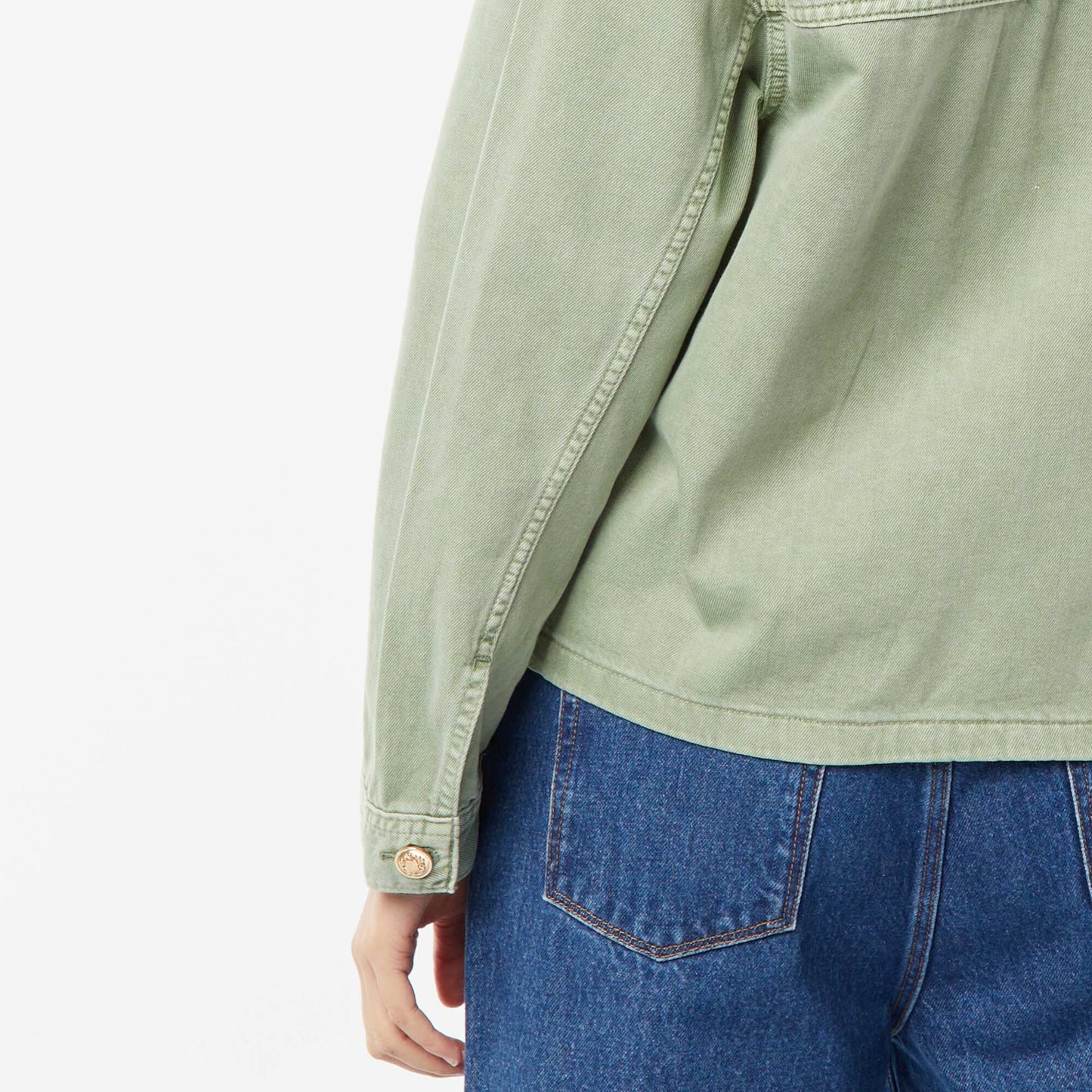 Veste en jean avec boutons dorés VERT