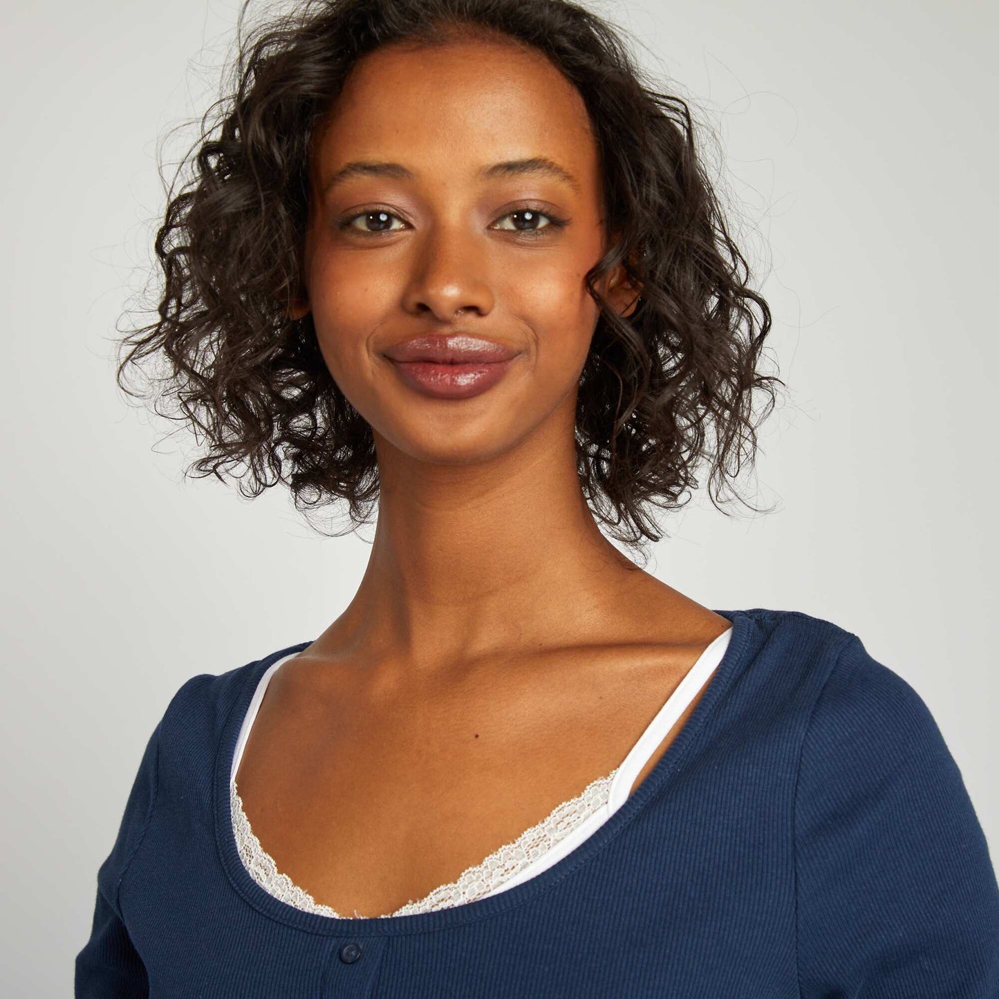 T-shirt manches longues effet 2 en 1 BLEU