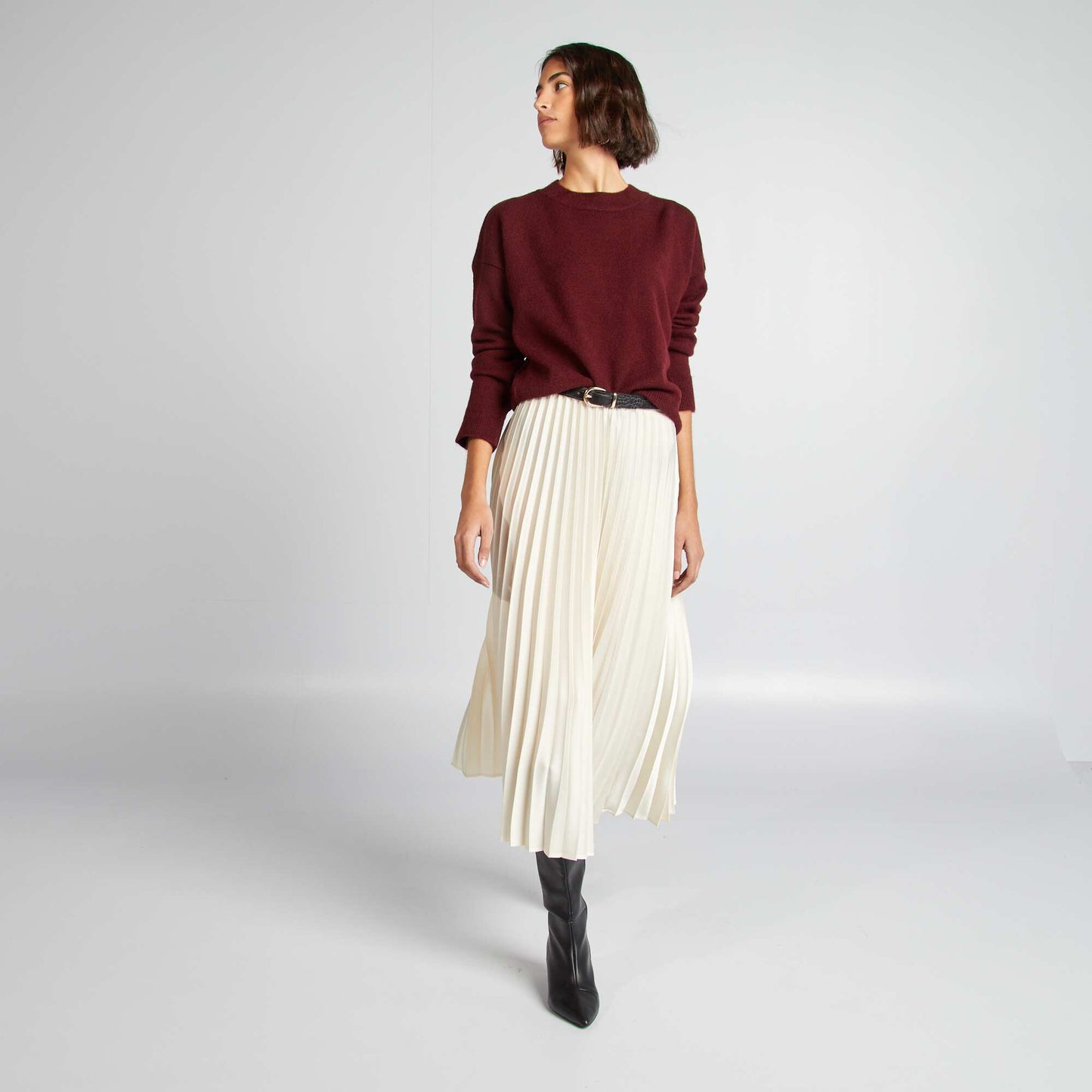 Pull chaud uni Bordeaux