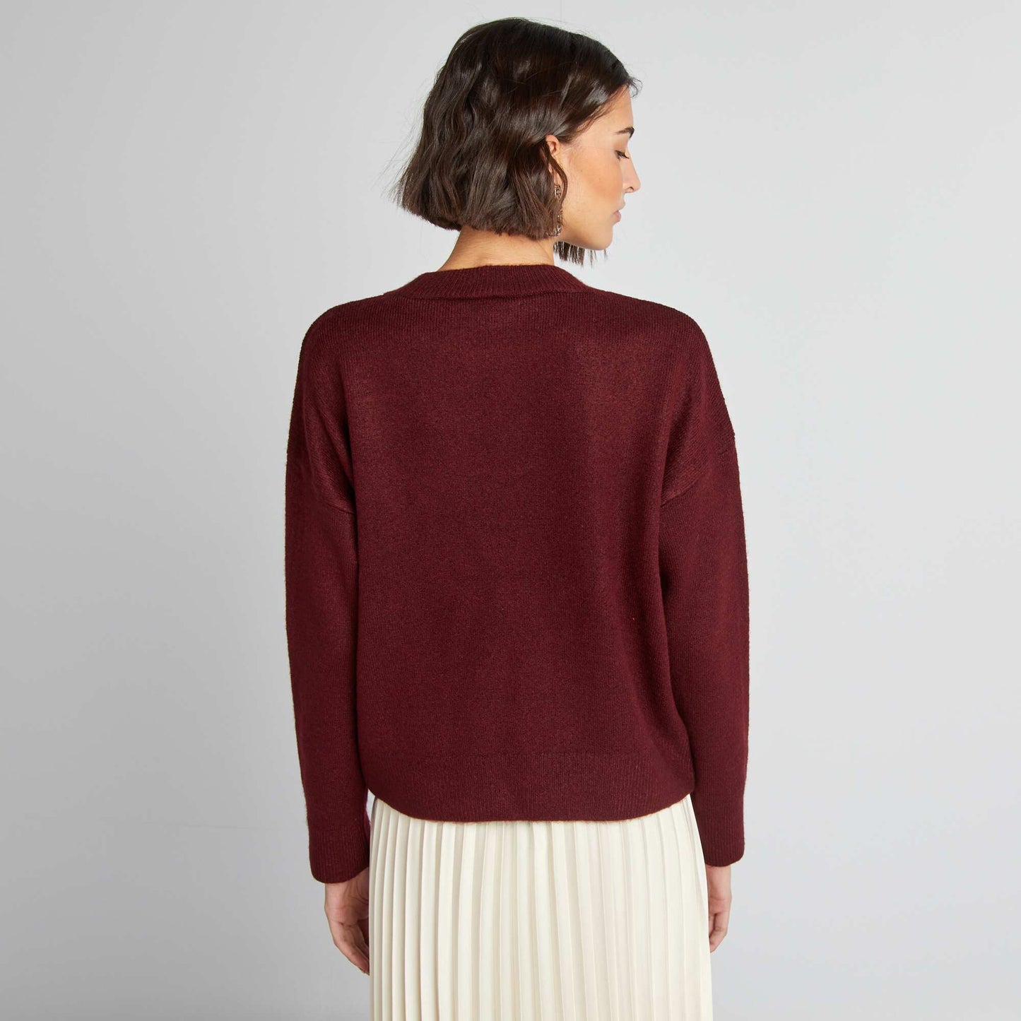 Pull chaud uni Bordeaux