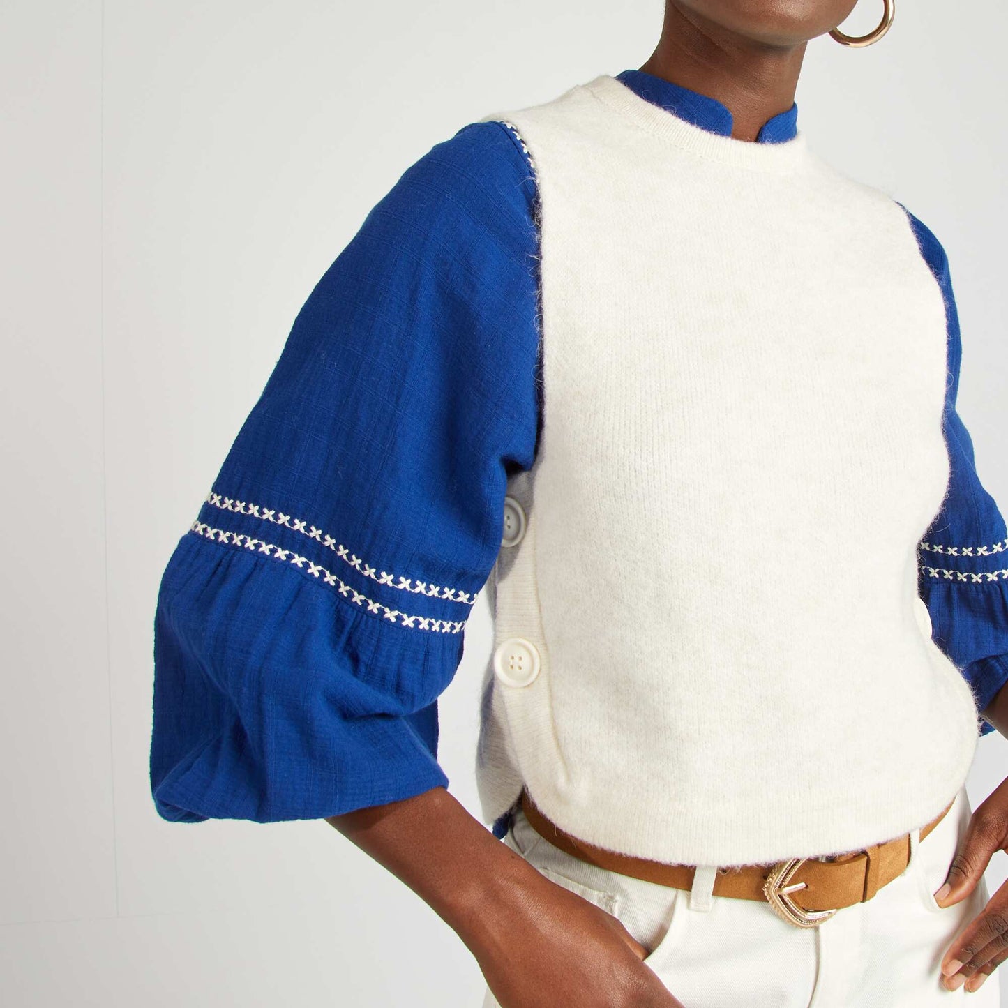 Pull sans manches ECRU