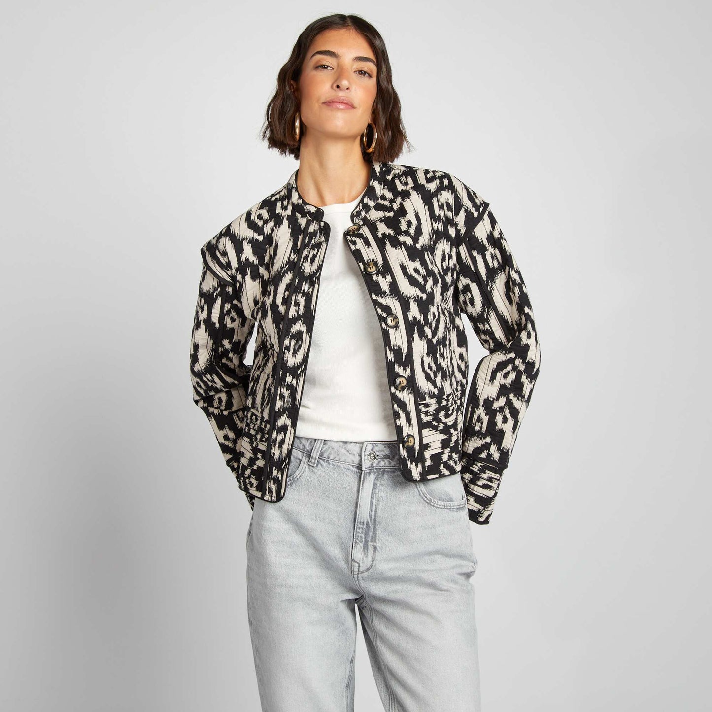 Veste matelassée imprimée NOIR