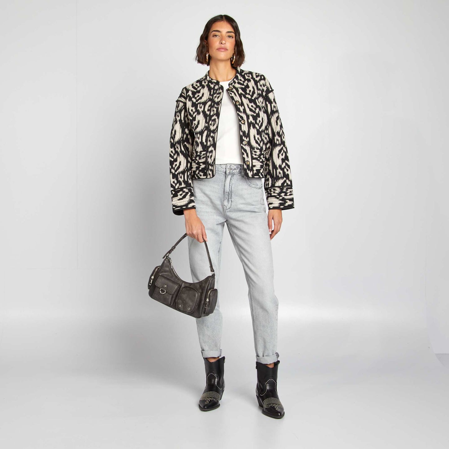 Veste matelassée imprimée NOIR