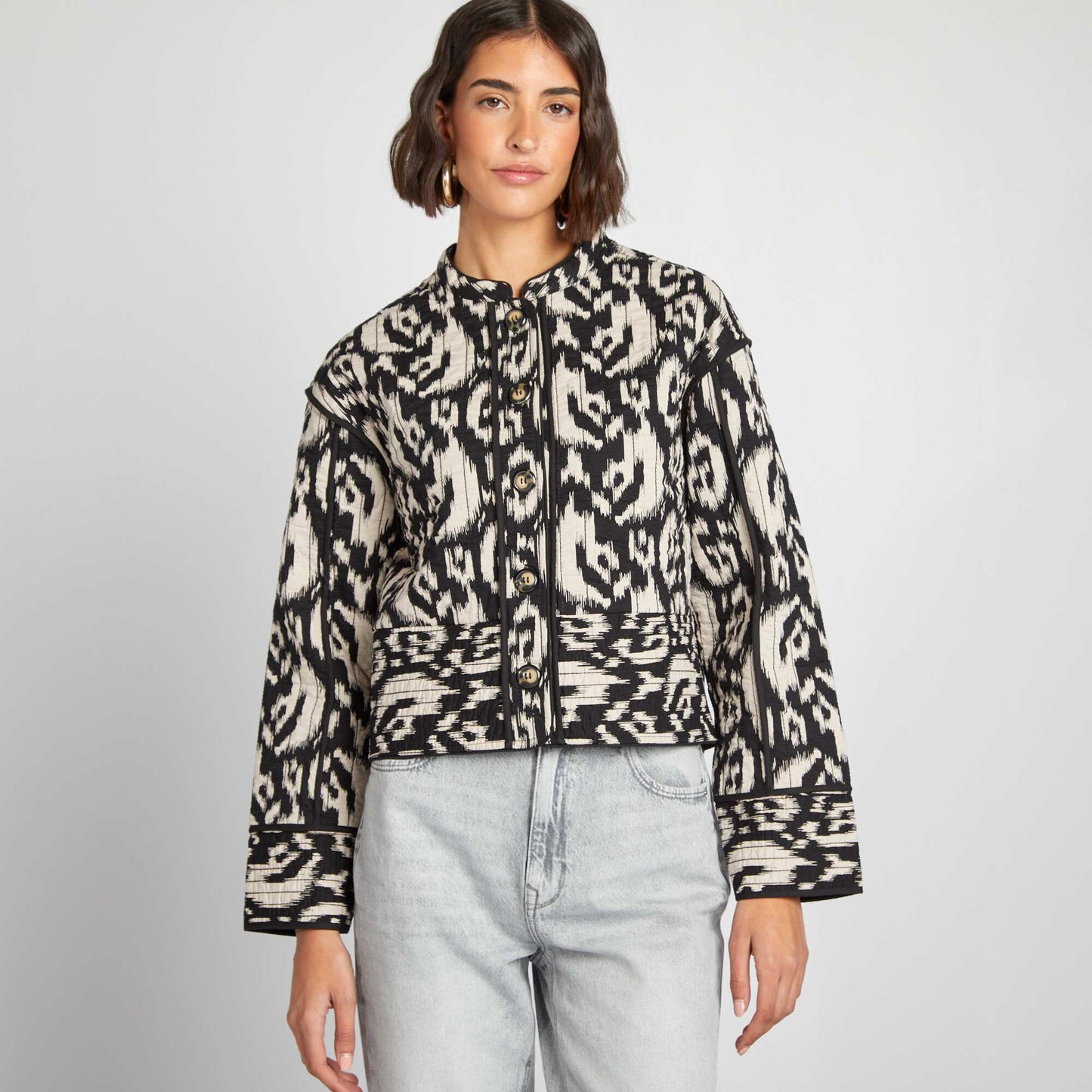 Veste matelassée imprimée NOIR