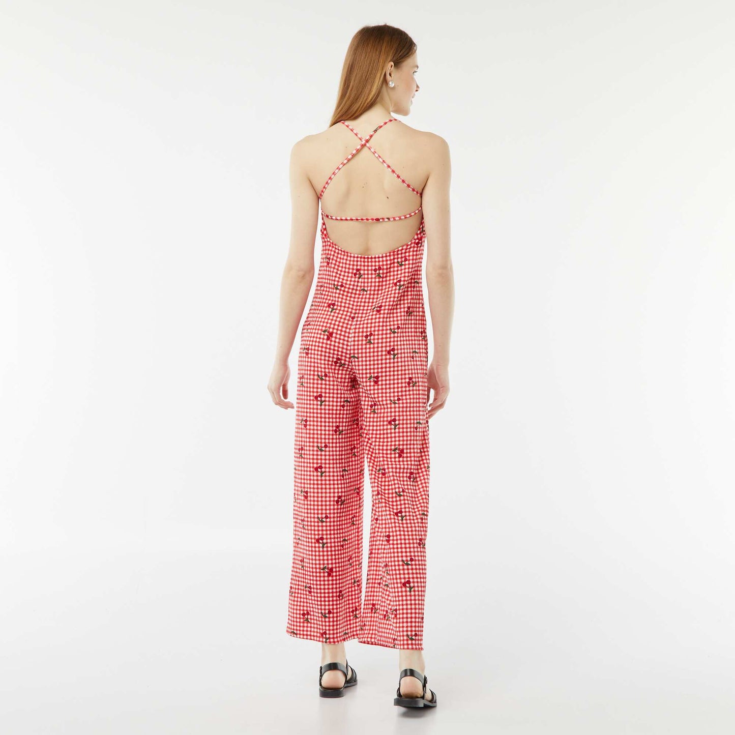 Combinaison pantalon en maille gaufrée ROUGE