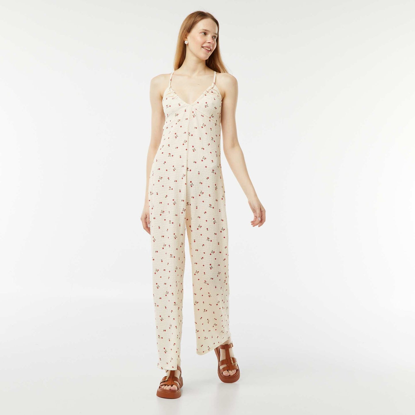 Combinaison pantalon en maille gaufrée BEIGE