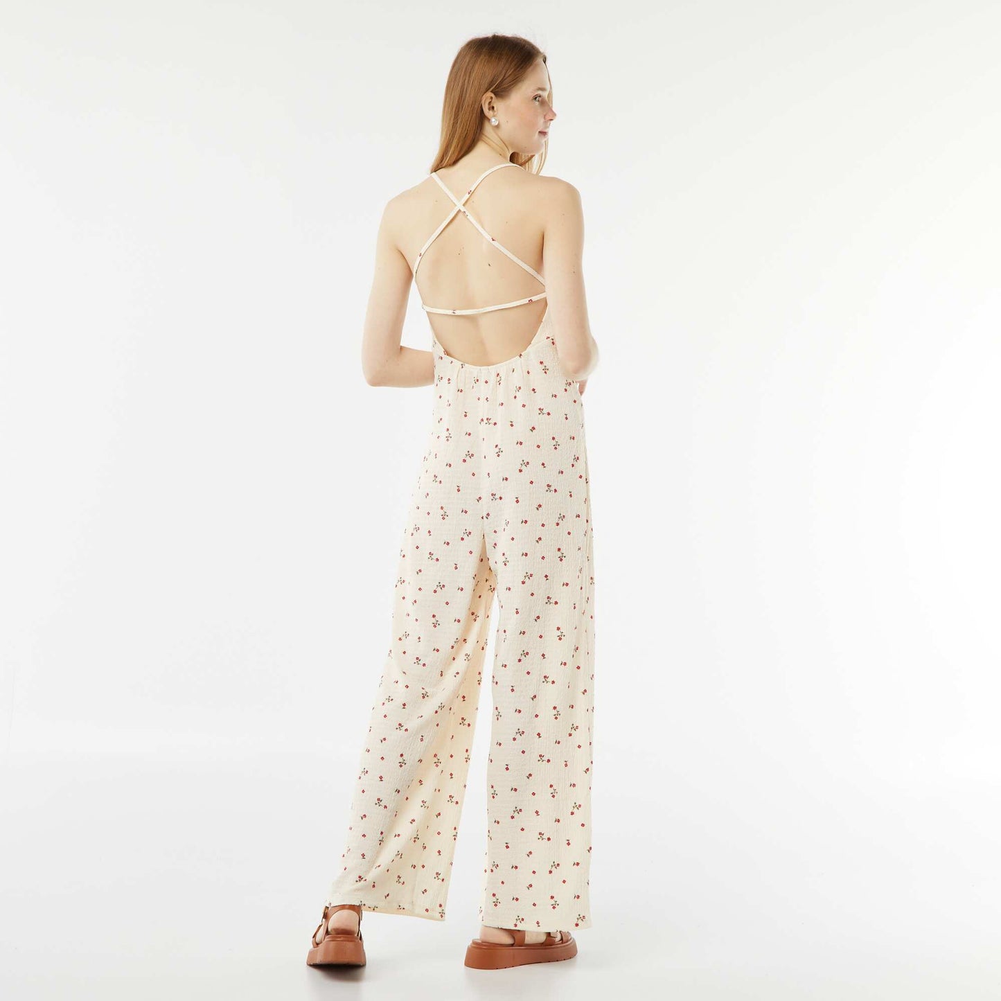 Combinaison pantalon en maille gaufrée BEIGE