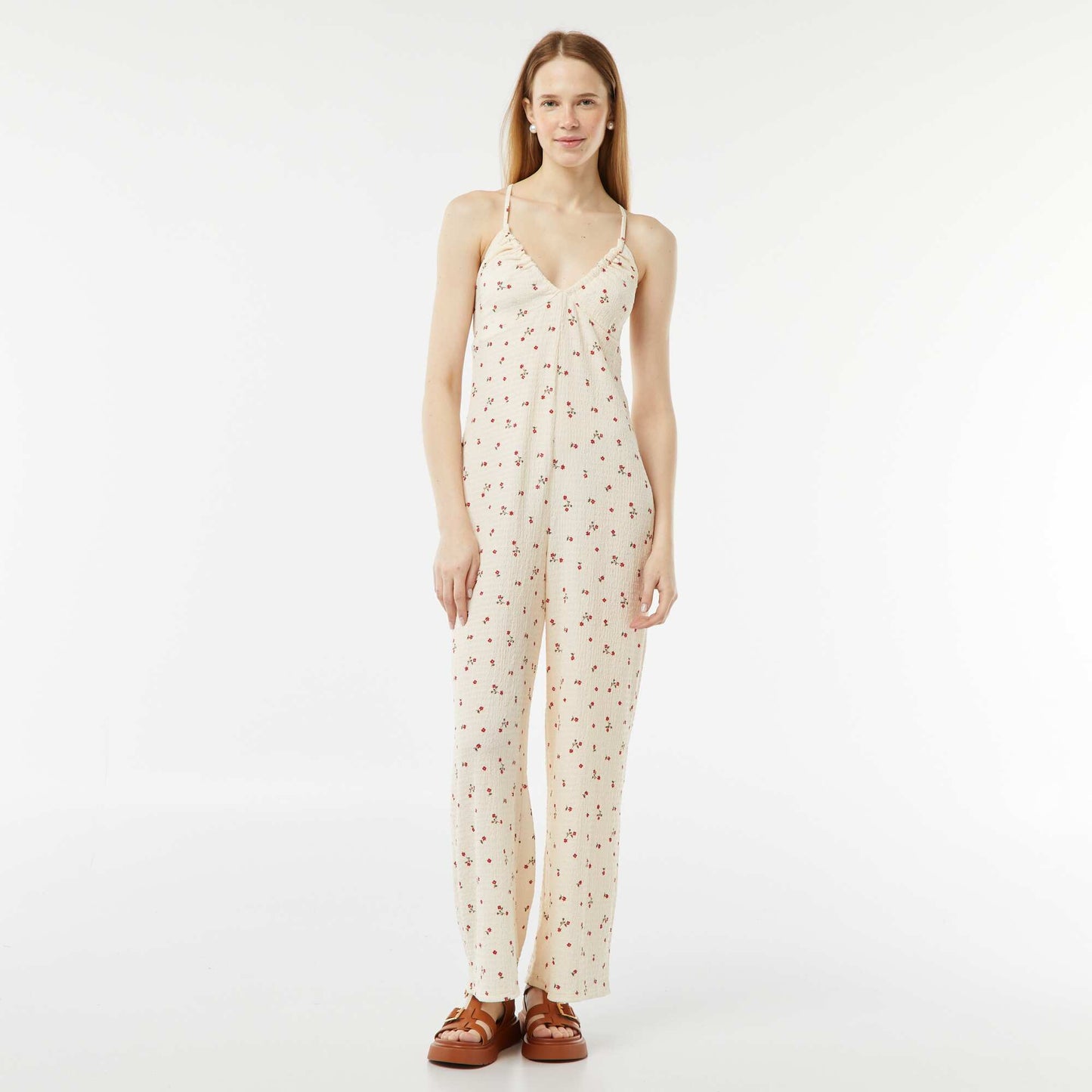 Combinaison pantalon en maille gaufrée BEIGE