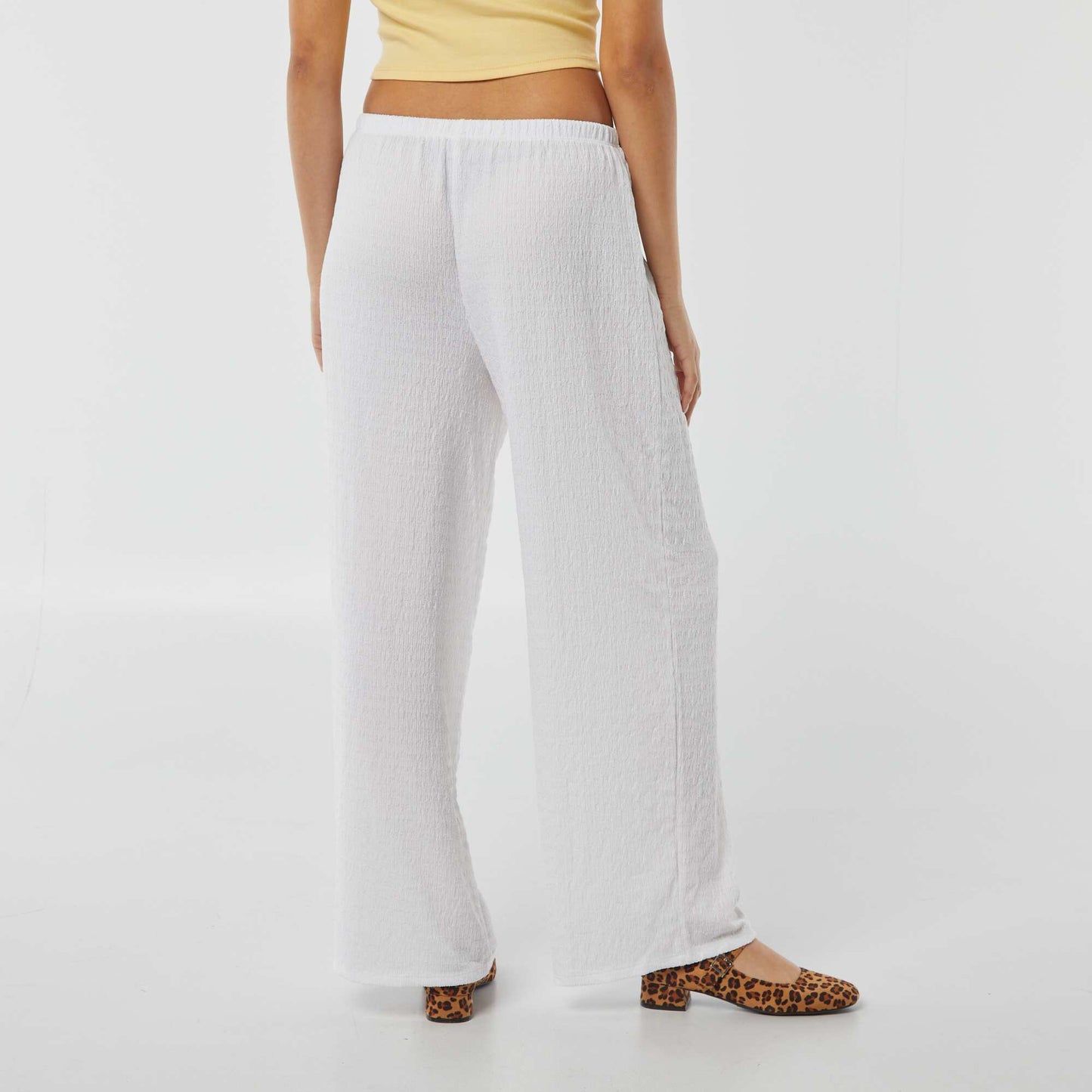 Pantalon large en maille crêpée BLANC