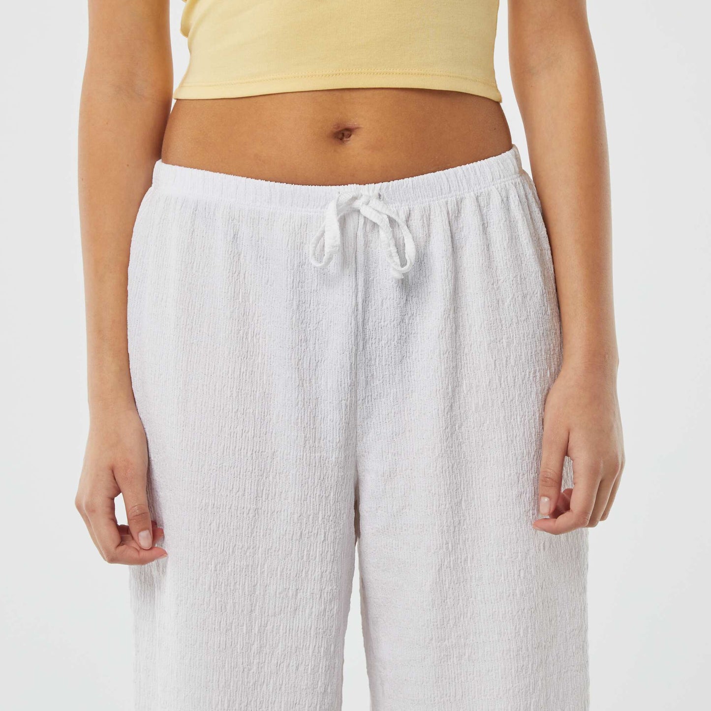Pantalon large en maille crêpée BLANC